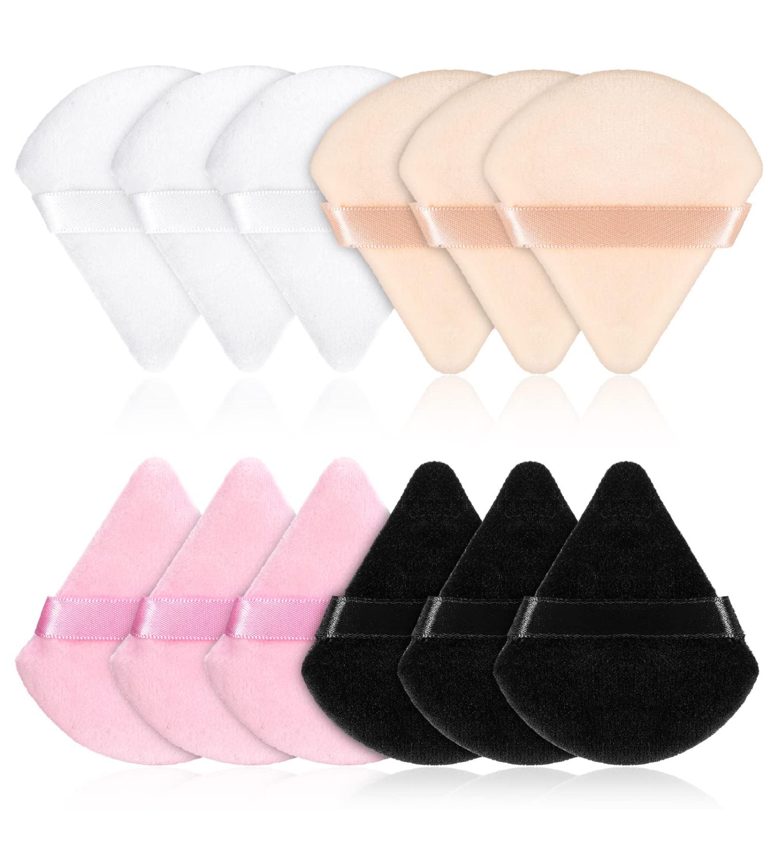 Pinenuts 12 Pcs Triangle Powder Puff Set - 4 Colors Makeup Sponge for Mineral & Loose Powder - Buy Online on SooperMarket.com