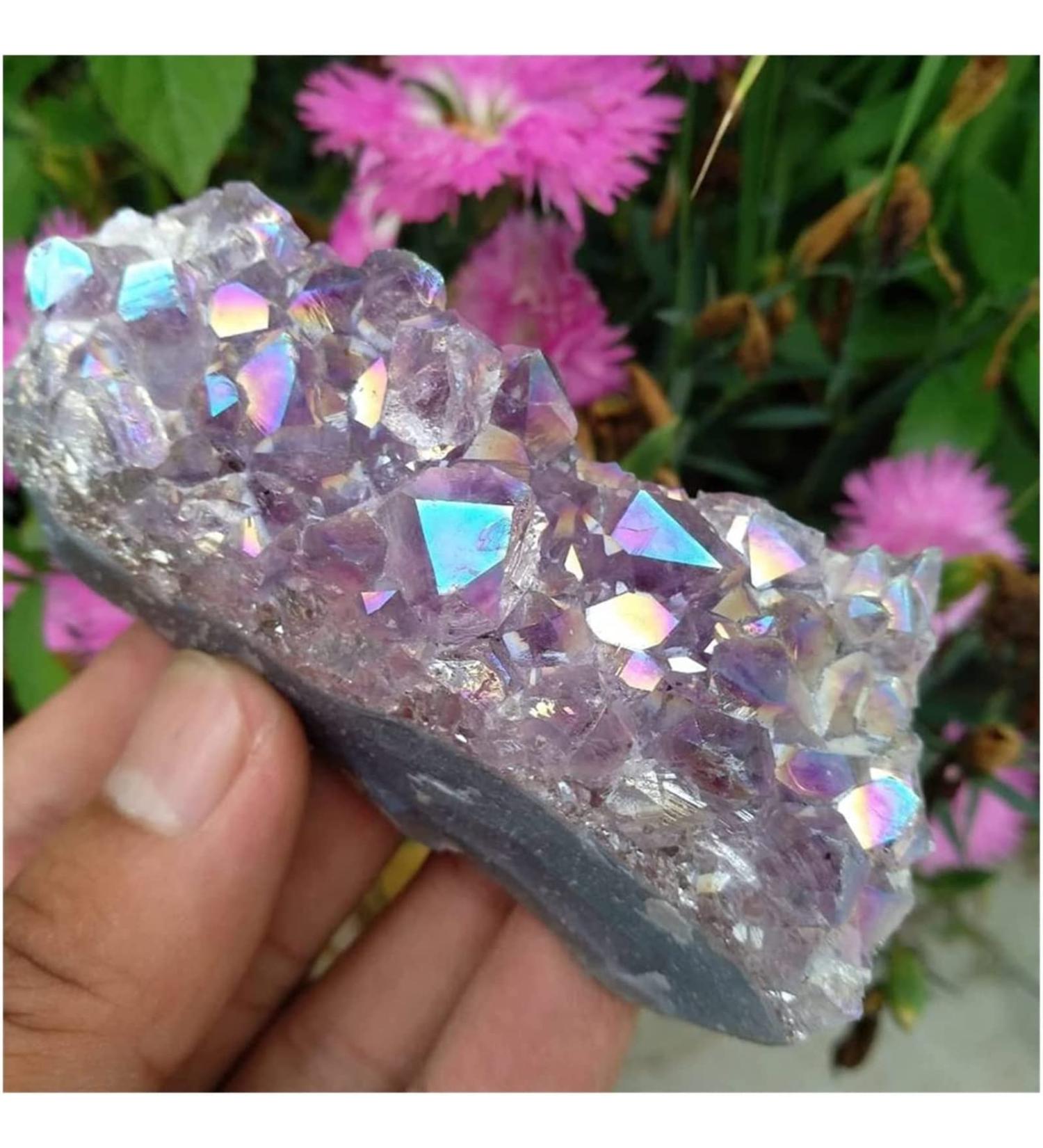 Amethyst Rough Stone 180g Gold Titanium Purple Rainbow Aura Amethyst Bismuth Crystal Cluster - Buy Online on SooperMarket.com