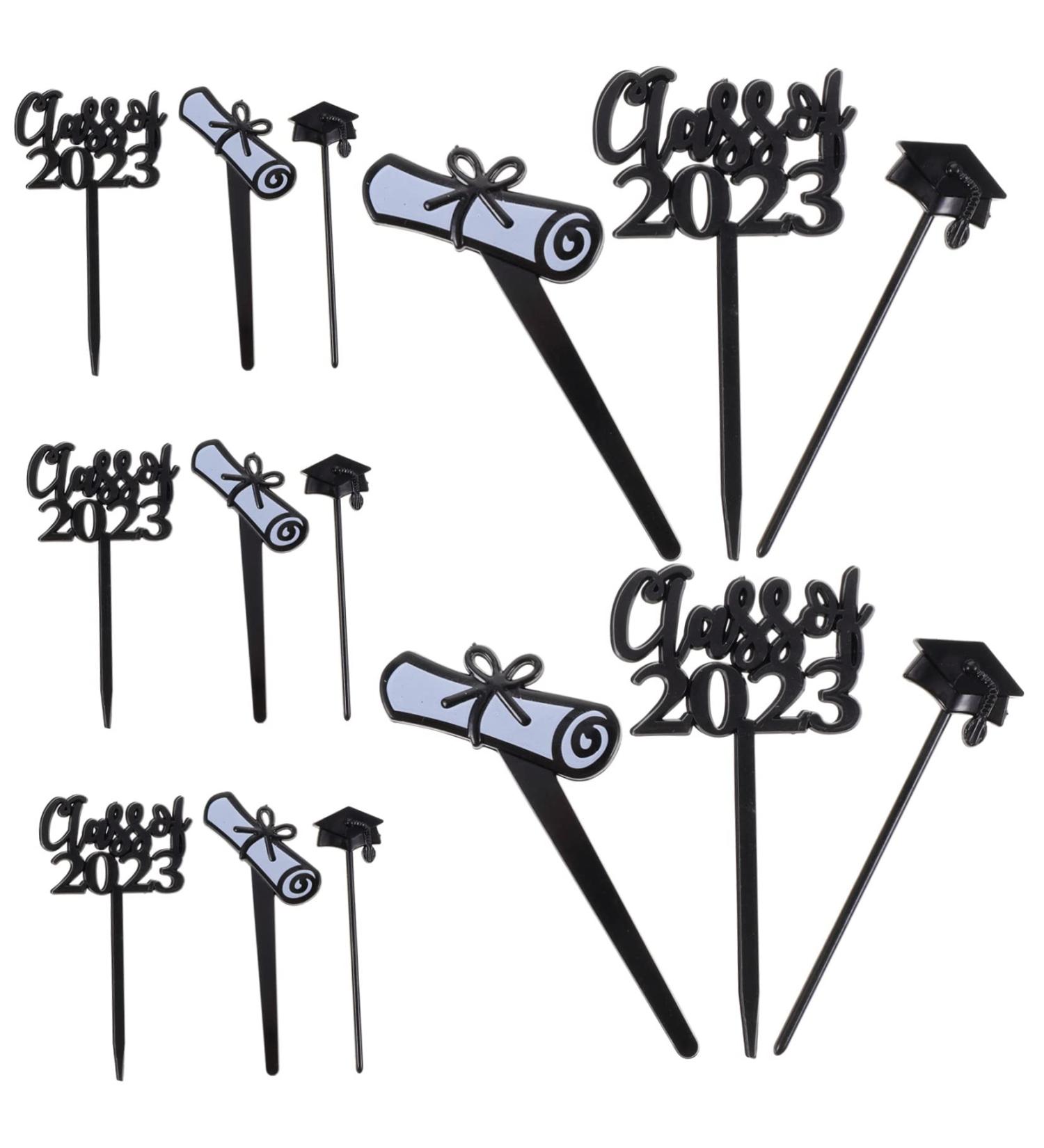 KOMBIUDA 30pcs 2023 graduation cake insert grad cake toppers graduation cupcake toppers graduation cake picks 2023 graduation party supplies cat cupcake toppers plastic paper cup graduate 7.6X4CM Black - Buy Online on SooperMarket.com