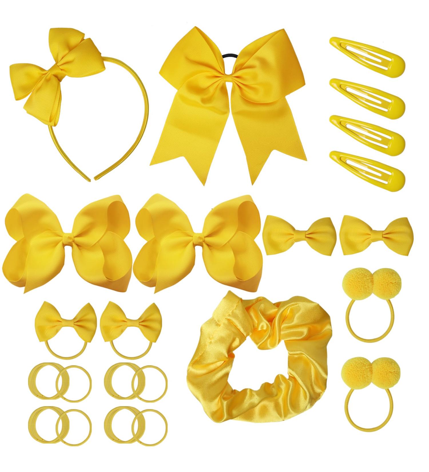 45Pcs Yellow School Girls Hair Accessories Kit - Bow Headband, Clips, Ponytail Holder - Birthday Gift Set for Girls - Buy Online on SooperMarket.com