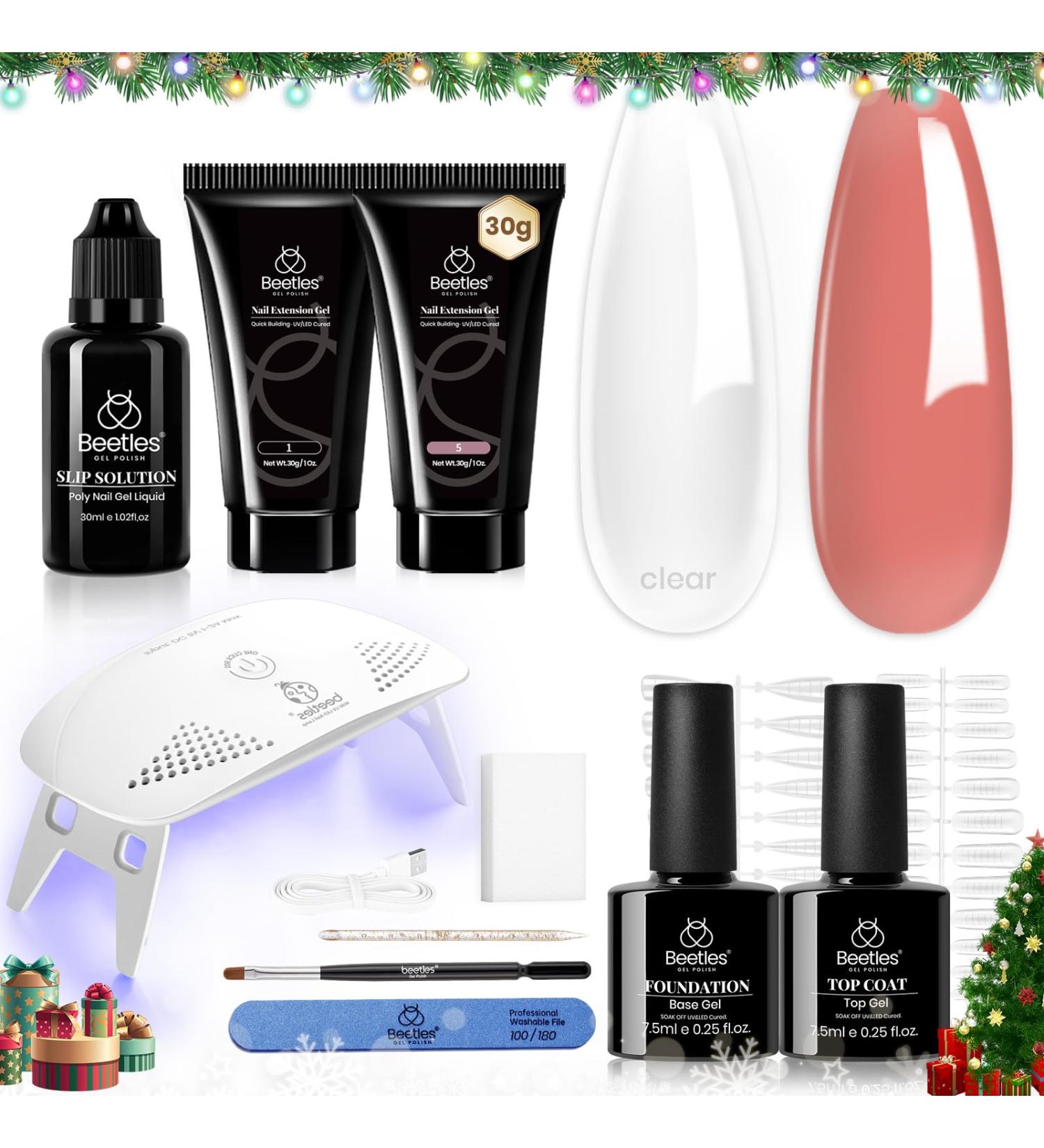 Beetles Poly Nail Extension Gel Starter Kit | Clear Pink Colors | UV Light Set | All in One Builder Gel Set - Buy Online on SooperMarket.com