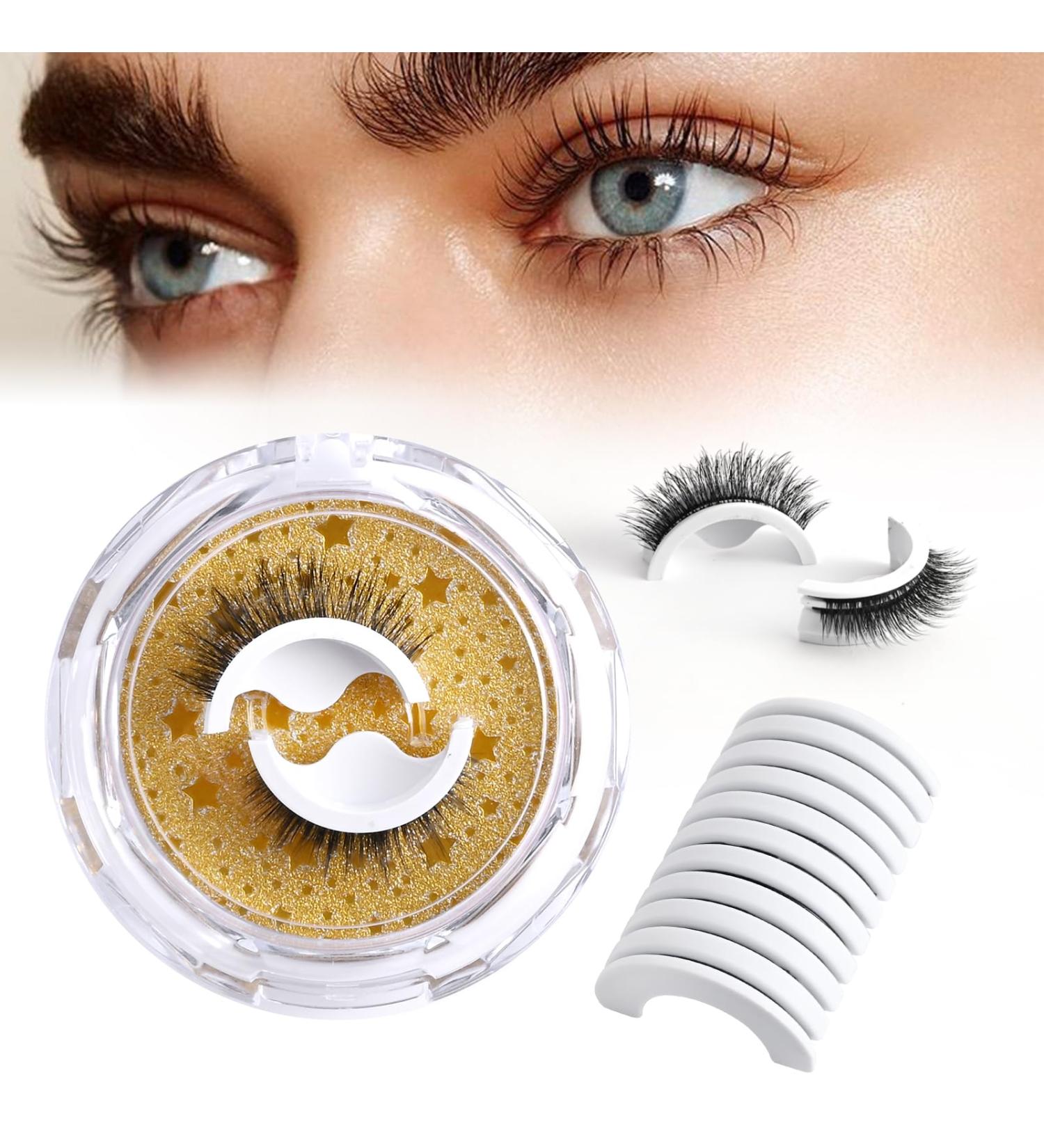 2 Pairs Self-Adhesive Eyelashes & 10PCS Replacement Glue Strips - Reusable Waterproof Natural Look | International Shipping Available - Buy Online on SooperMarket.com