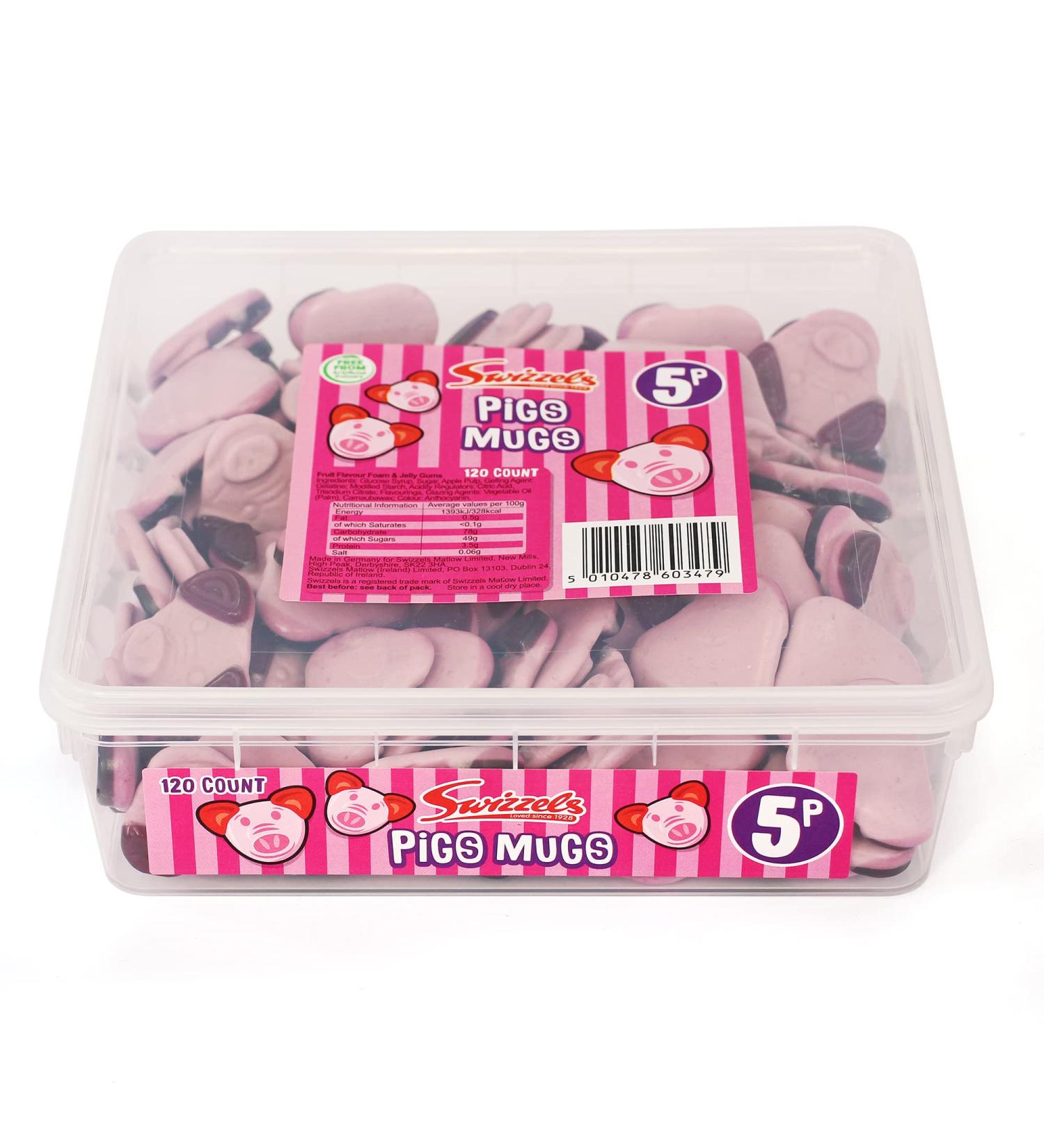 Swizzels Tub Pig's Mugs 120 Sweets White - Buy Online on SooperMarket.com