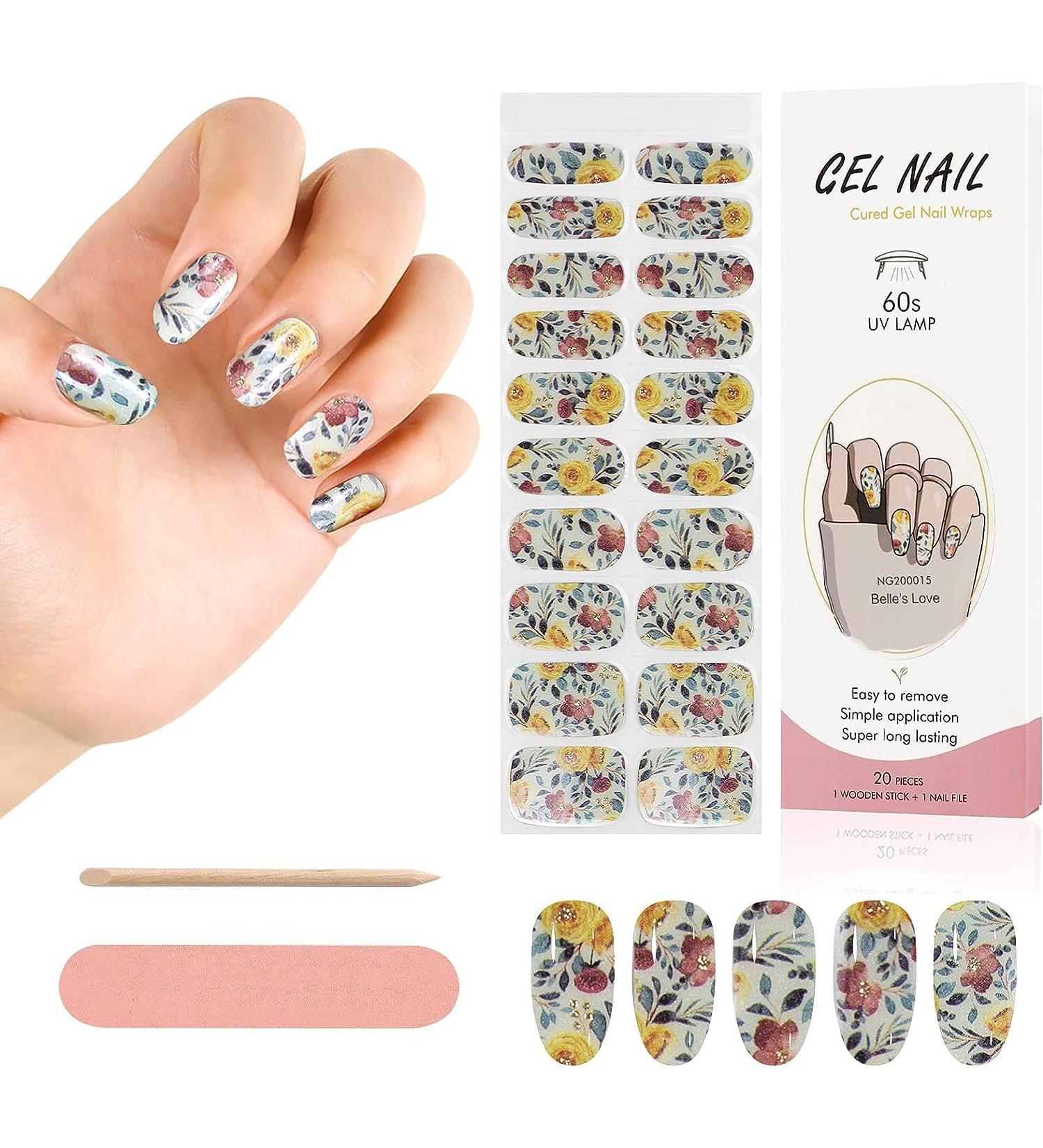 Kalolary 20PCS Gel Nail Polish Strips with File and Stick - Self-Adhesive Wraps for Cured Gel Nails (UV/LED Lamp Required) - Buy Online on SooperMarket.com
