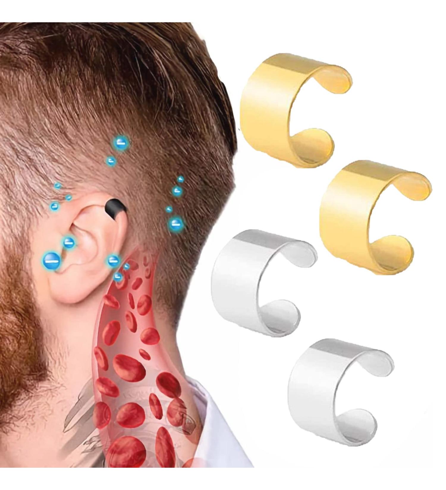 FITLIX Auricular Concave Ear Cuff Non Piercing Acupressure Earrings Magnetic Acupressure Lymph Earrings Acupressure Earrings for Weight Loss (Gold+Silver) - Buy Online on SooperMarket.com