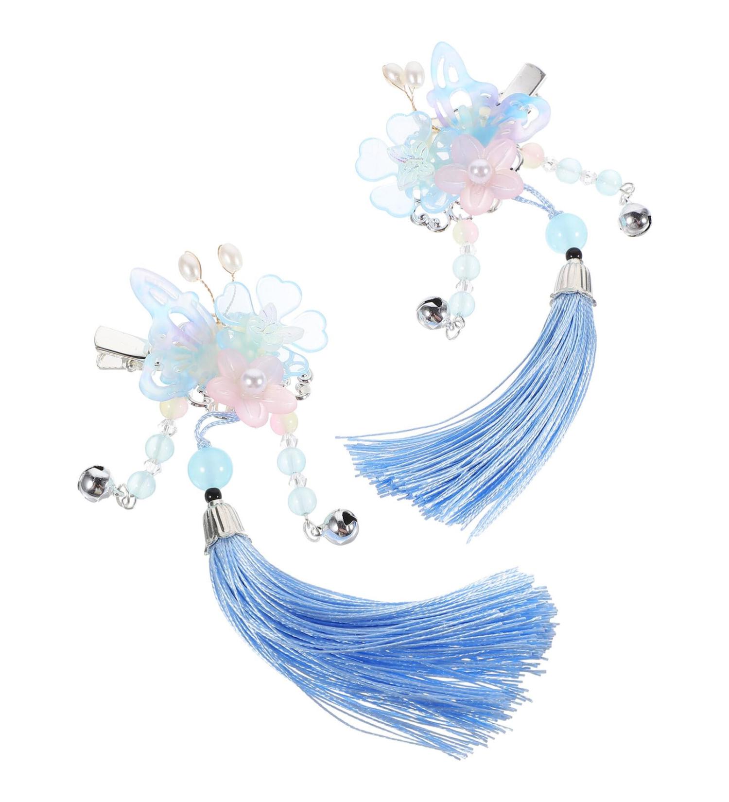 Beavorty 1 Pair Chinese Hair Clips Tassel Barrettes Butterfly Flower Hairpins Hanfu Hair Accessories - Buy Online on SooperMarket.com