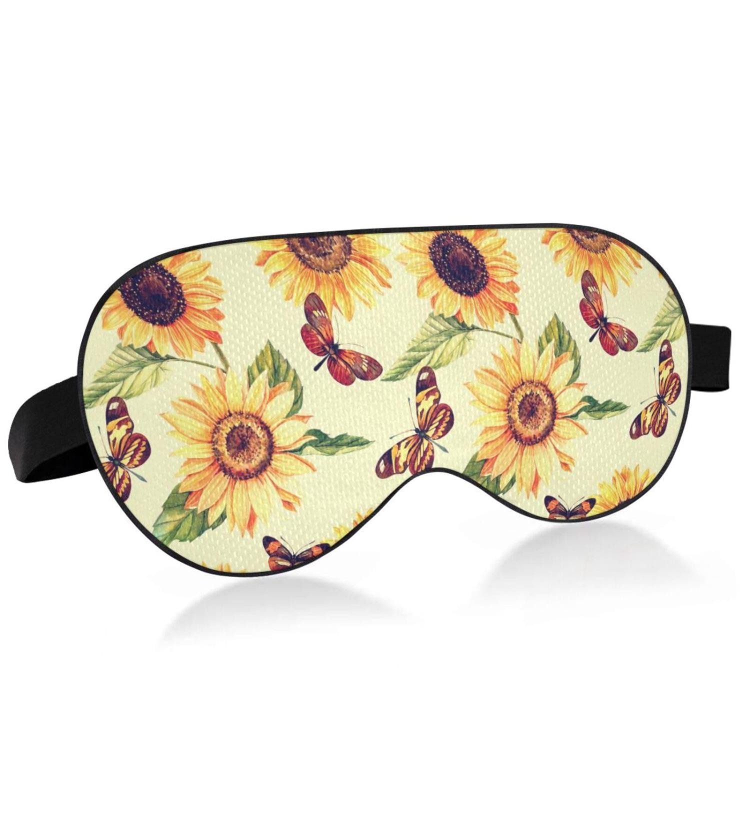 Haskirky Light Blocking Eye Mask for Adults - Breathable, Adjustable, Perfect for Travel, Yoga, Meditation, Office, and Deep Sleep - Sunflower Butterf - Buy Online on SooperMarket.com