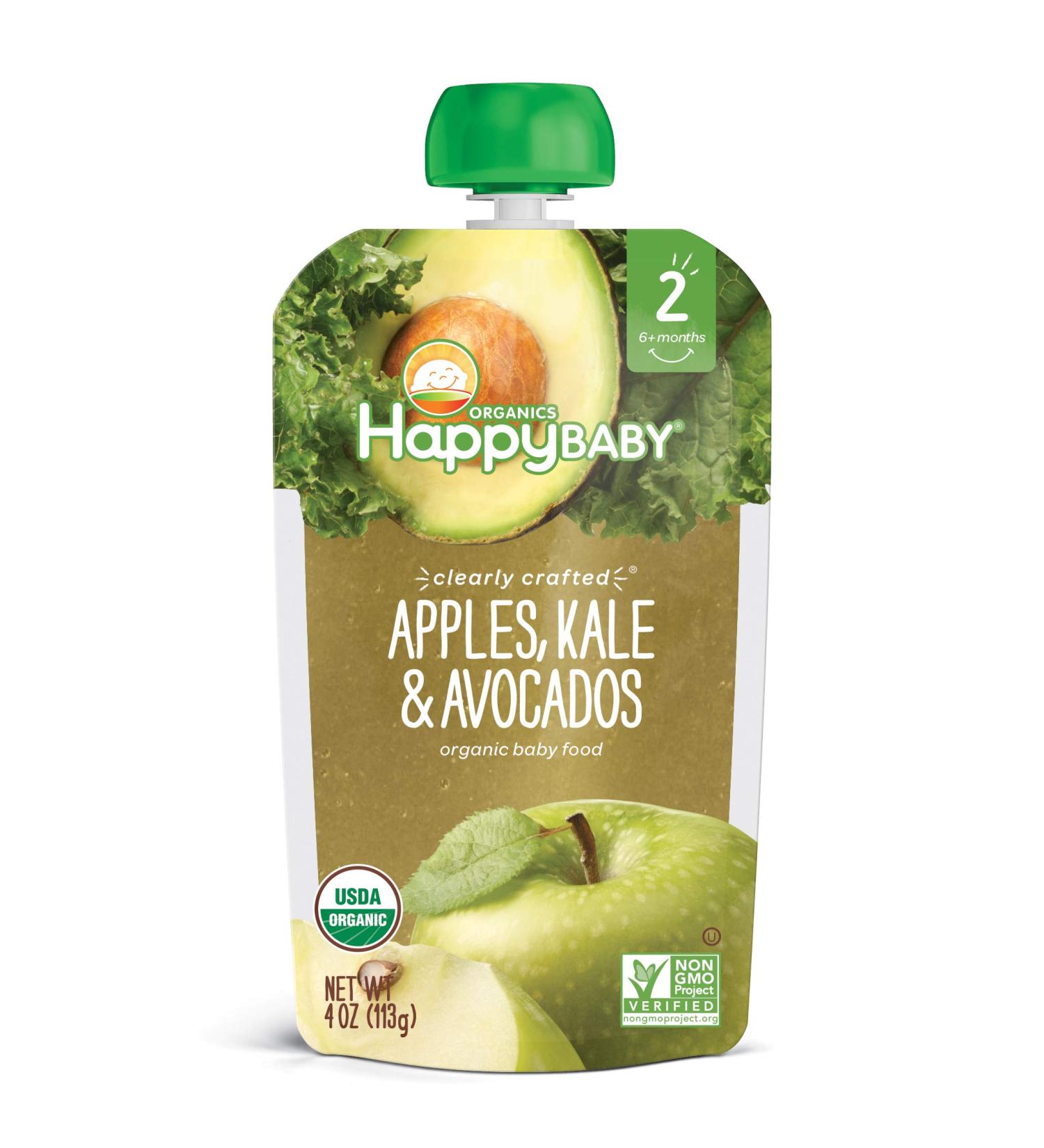 Happy Family Organics Stage 2 Organic Baby Food - Apples, Kale & Avocados (6+ Months) 4 oz - Buy Online on SooperMarket.com