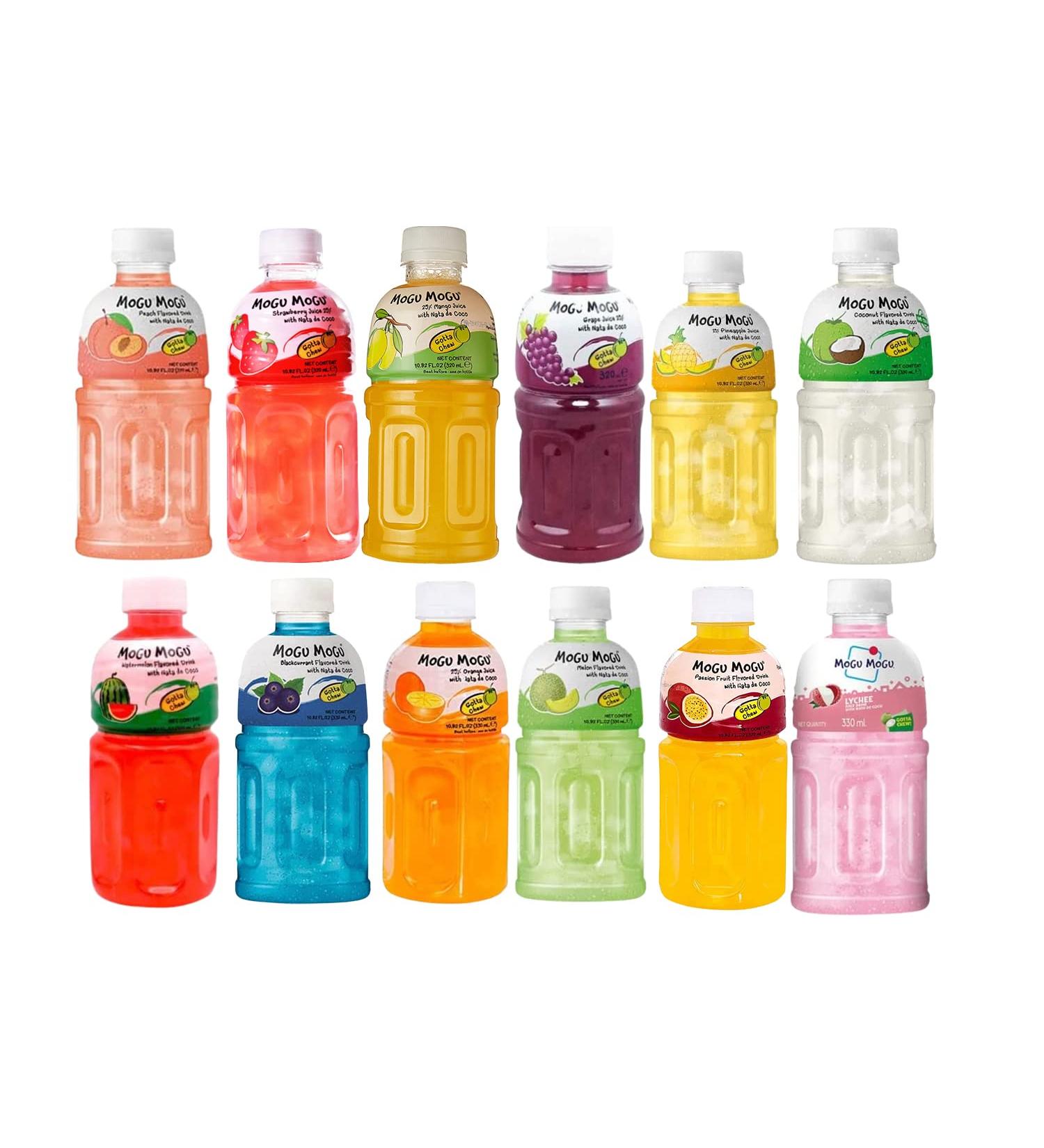Mogu Mogu Varied Flavored Drinks Bottle (Any Random 5) - Nata De Coco Juice - Jelly Texture - Refreshing Taste - Fun Drinking During Hot Summers Or Take Them on Trip & Picnics