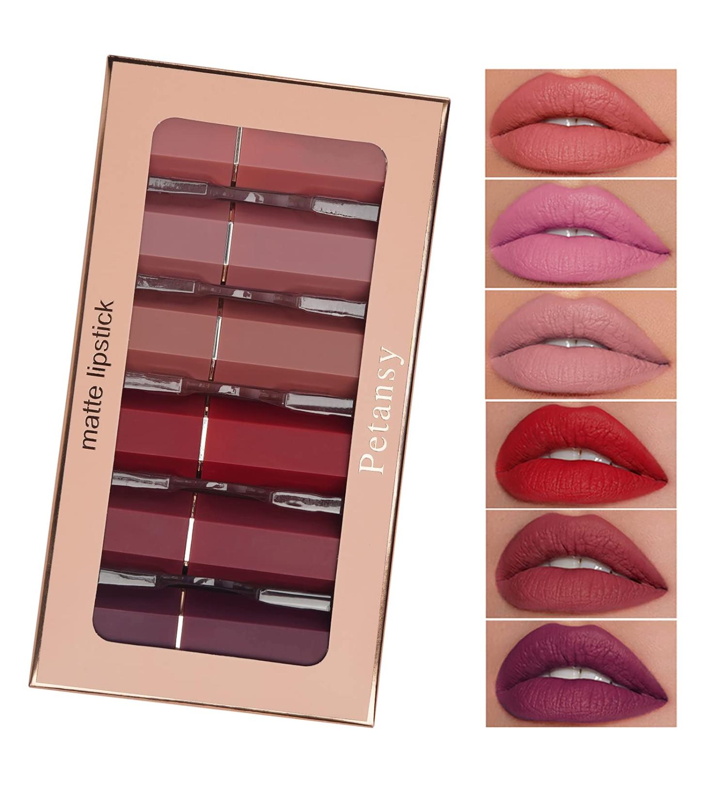 6-Piece Nude Matte Lipstick Set - Long Lasting, Waterproof, Moisturizing Makeup Gift - Buy Online on SooperMarket.com