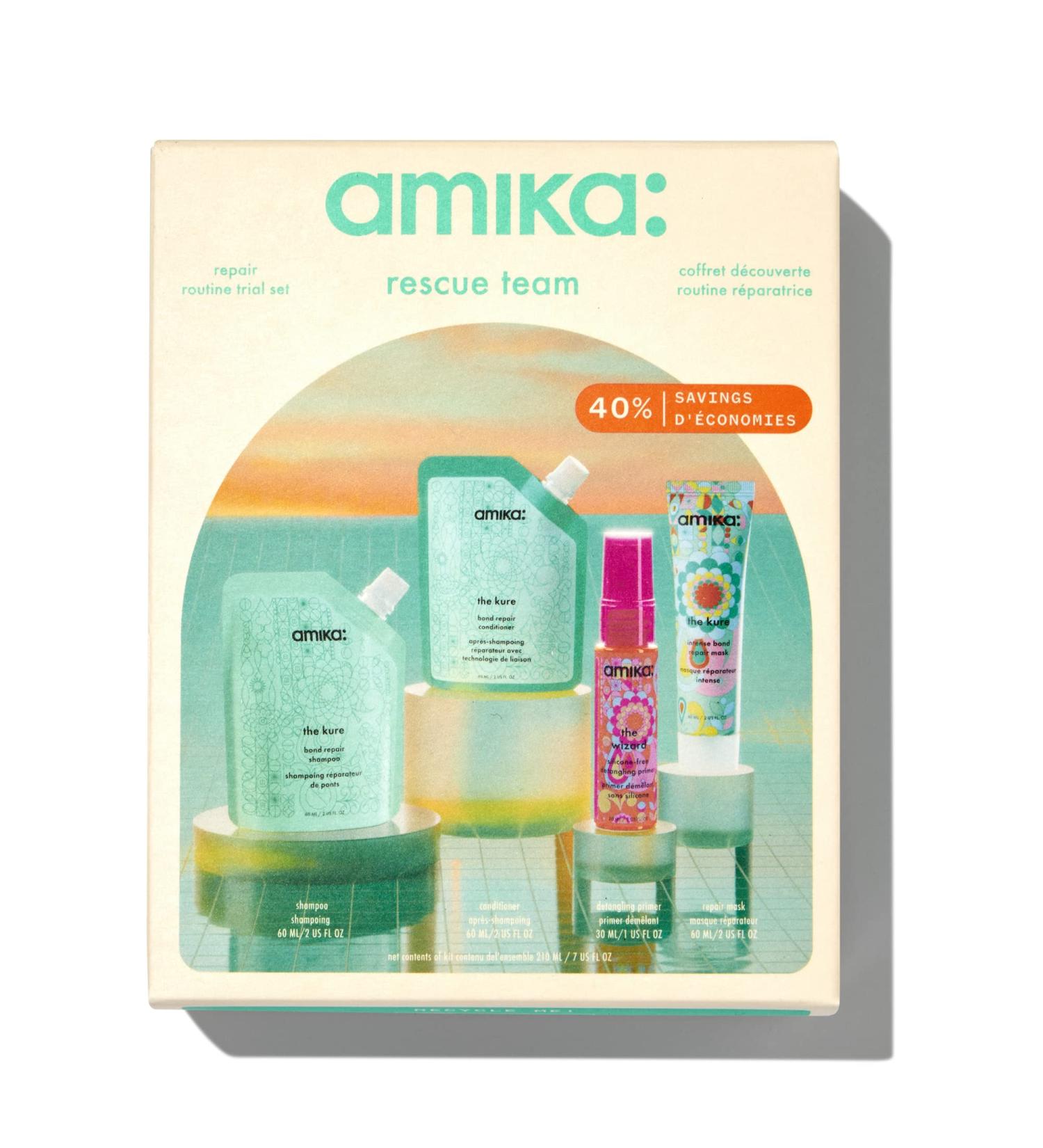 Amika Rescue Team Hair Routine Trial Set | Nourish & Revitalize Your Hair - Shop Now for International Shipping - Buy Online on SooperMarket.com