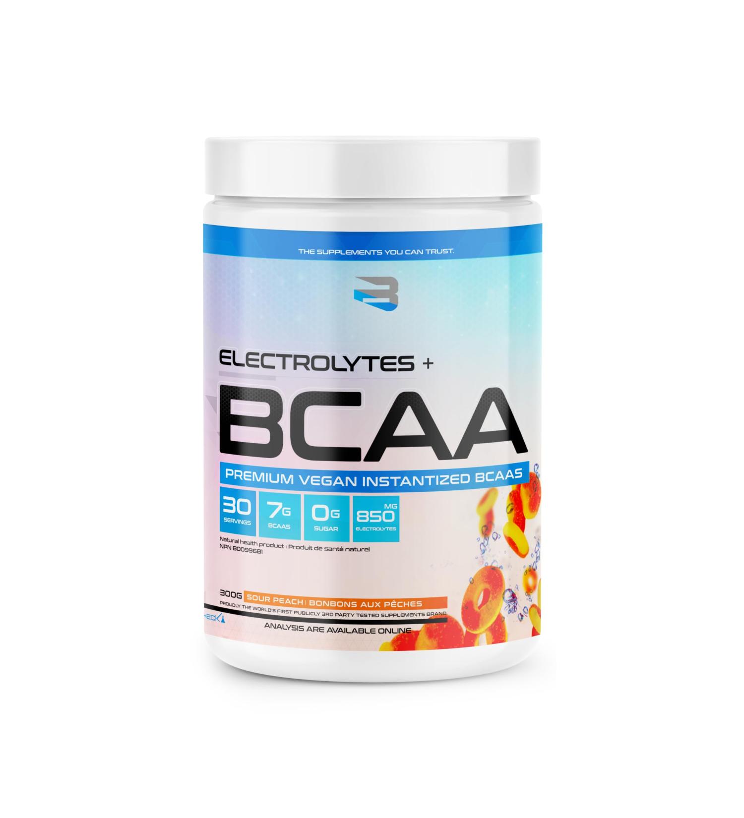 Believe Supplements Electrolytes+BCAA: Optimize Hydration and Muscle Recovery with Branched-Chain Amino Acids and Essential Electrolytes - Enhance Performance and Replenish Vital Nutrients Today! (Sour Peach) - Buy Online on SooperMarket.com