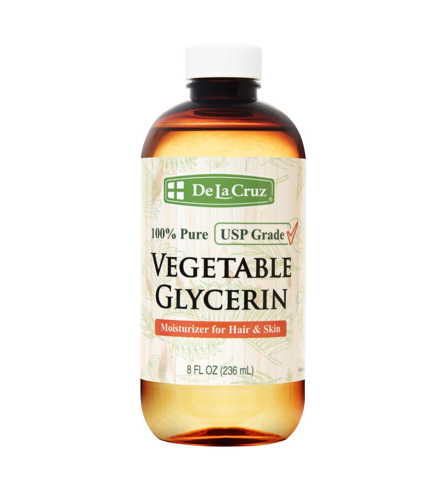 De La Cruz 100% Pure Vegetable Glycerin - 8 fl oz | USP Grade for Hair, Skin & DIY Projects - Buy Online on SooperMarket.com