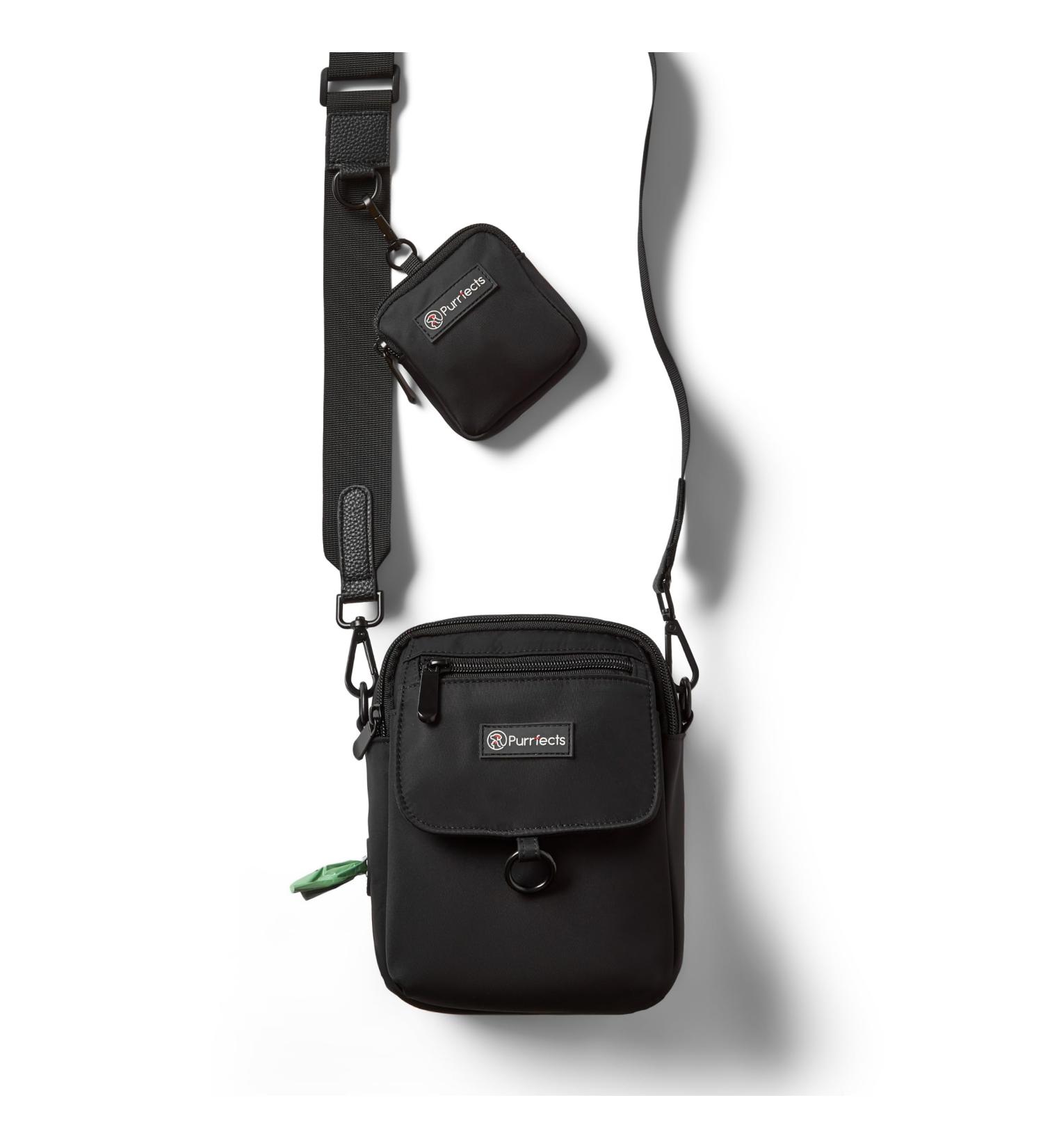 Purrfects Dog Walking Bag Crossbody | Black Waterproof Dog Treat Pouch with Poop Bag Dispenser - Durable & Convenient for Training - Buy Online on SooperMarket.com