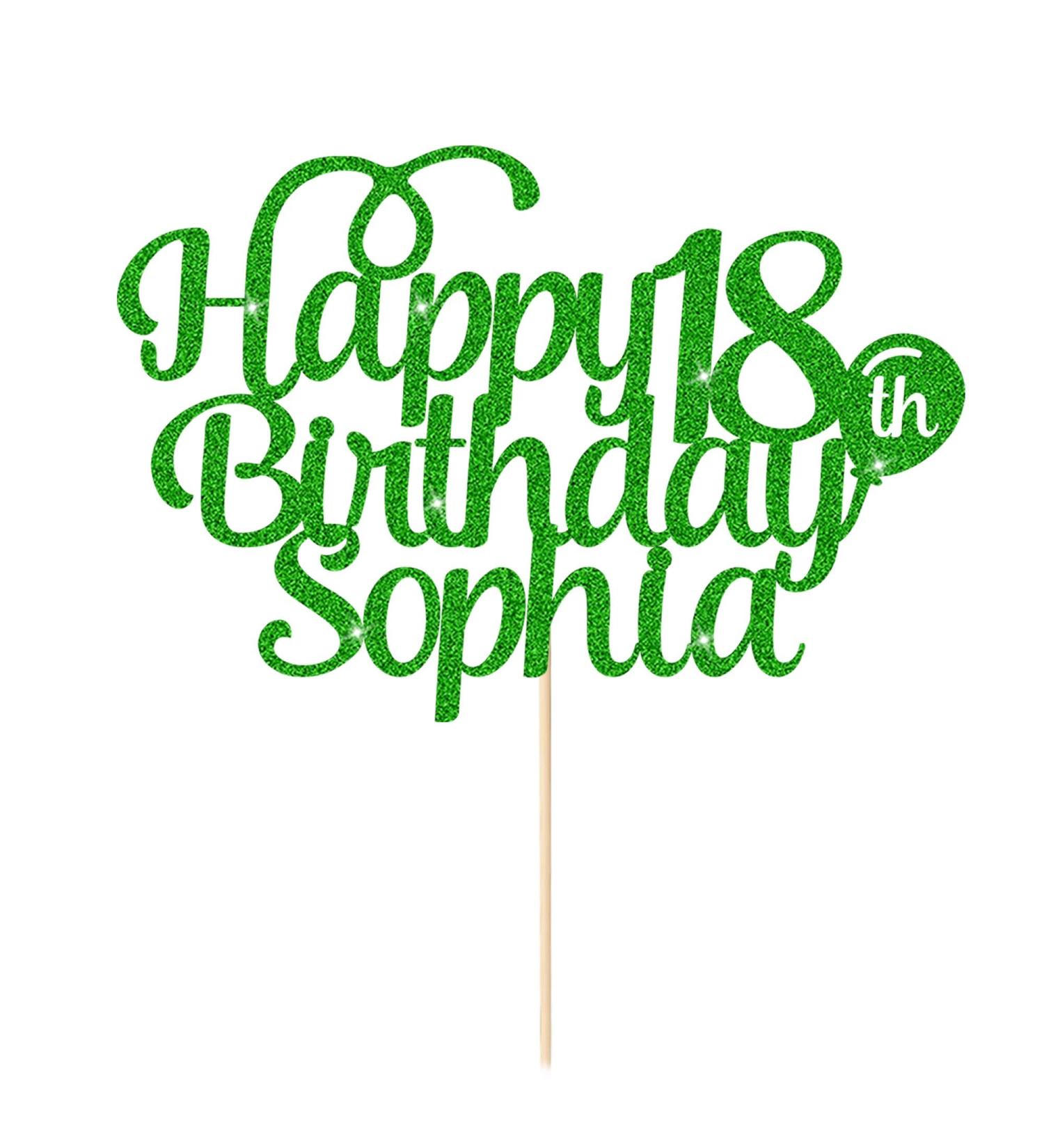 Cake Topper Personalised Cake Topper Happy Birthday Cake Toppers Cake Decorations Double Sided Glitter Cake Topper for 1st 10th 16th 18th 20th 21st 30th 40th 50th 60th 70th 80th(Green) - Buy Online on SooperMarket.com