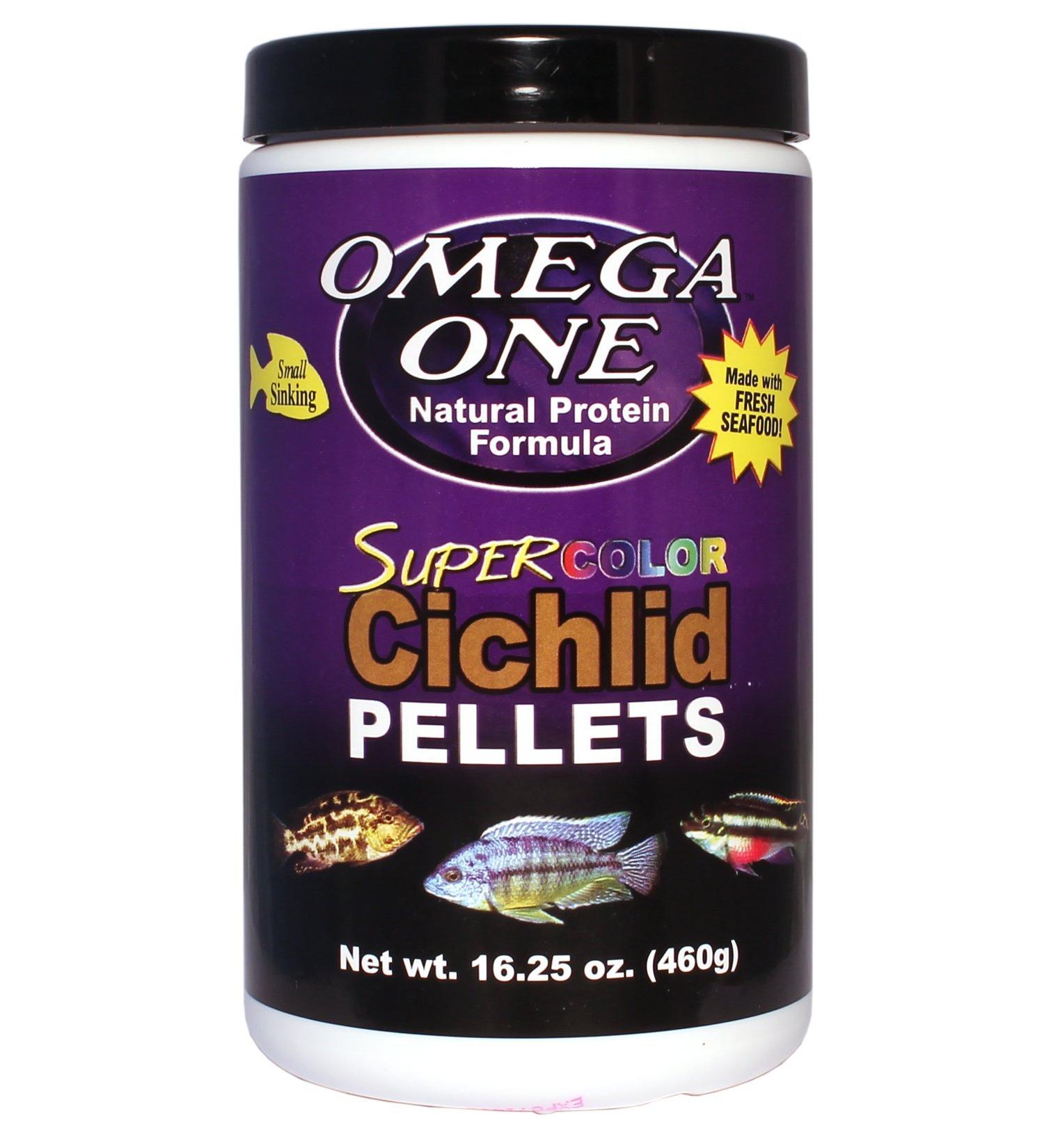 Omega One Super Color Sinking Cichlid Pellets, 2mm Small Pellets 1.01 Pound (Pack of 1)