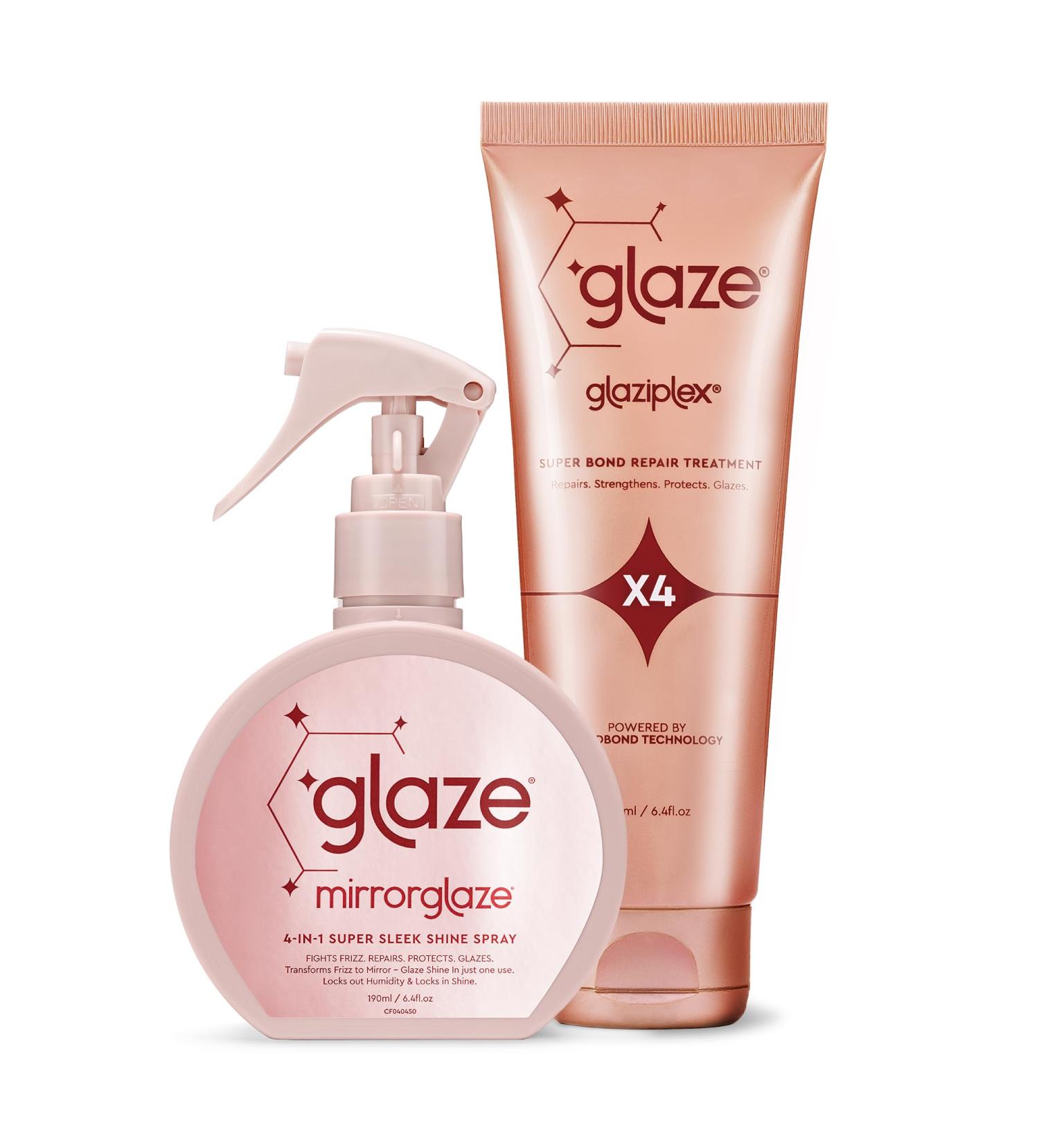 glaze Hair Shine Bundle Glaziplex Super Bond Repair Treatment Color Conditioning Gloss & Mirror 4-in-1 Super Sleek Shine Spray For All Hair Types - Buy Online on SooperMarket.com