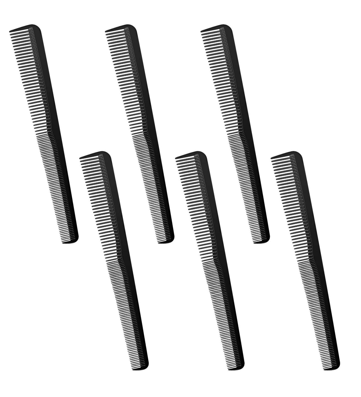 6-Piece Carbon Fiber Salon Hairdressing Comb Set - Fine & Wide Tooth, Heat Resistant Tapering Barber Comb for Men and Women - Buy Online on SooperMarket.com