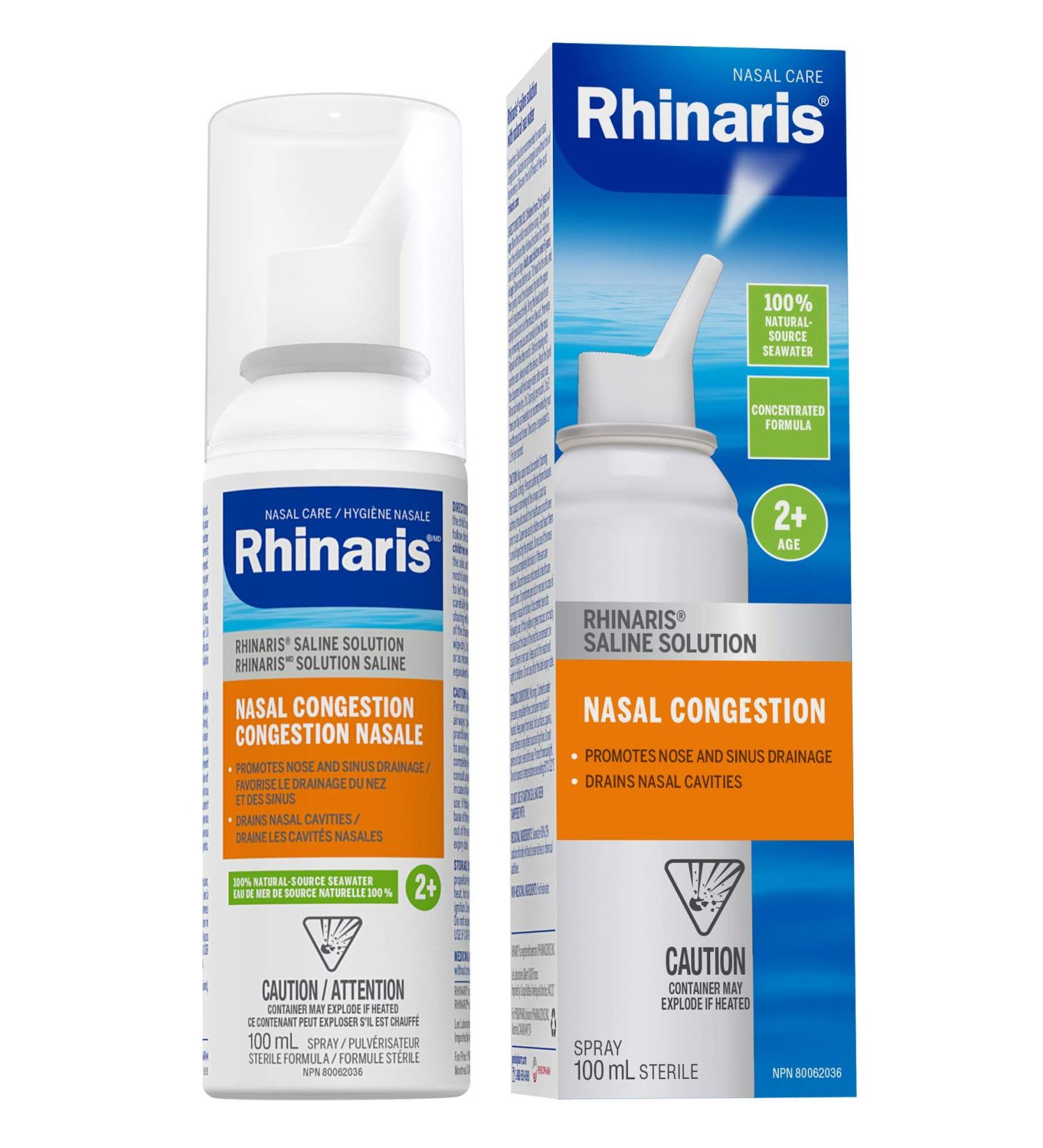 Rhinaris Nasal Congestion Spray 100ml - 100% Natural Source Seawater Preservative Free Daily Nasal Hygiene Spray for Men Women & Kids - Relieves Nasal Dryness - Maintains Healthy Sinuses Concentrated Formula - Buy Online on SooperMarket.com