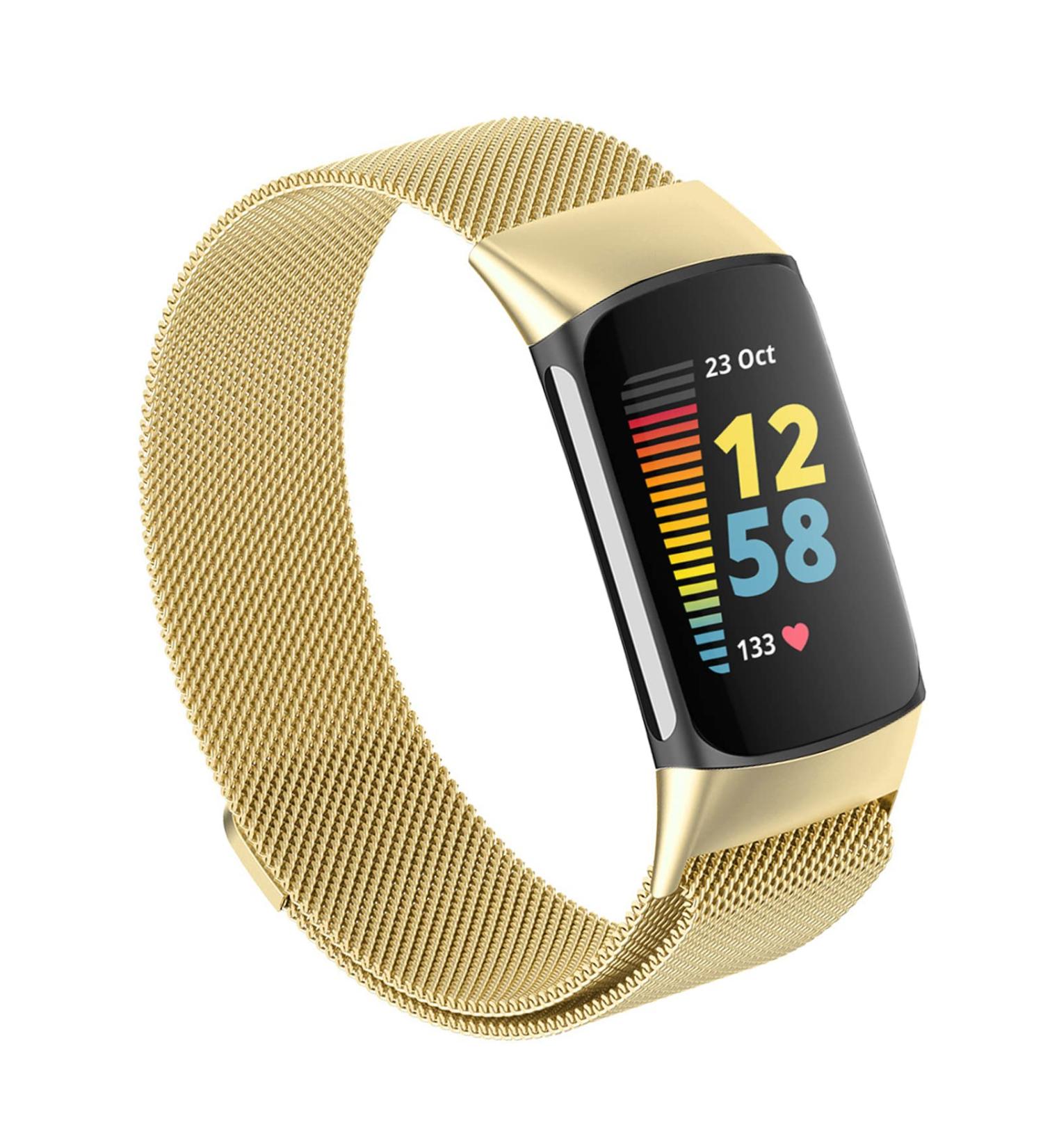 Fitbit Charge 5 Magnetic Mesh Loop Band - Gold, Large (5.9 - 8.3) - Stainless Steel Replacement Strap for Women and Men - Buy Online on SooperMarket.com