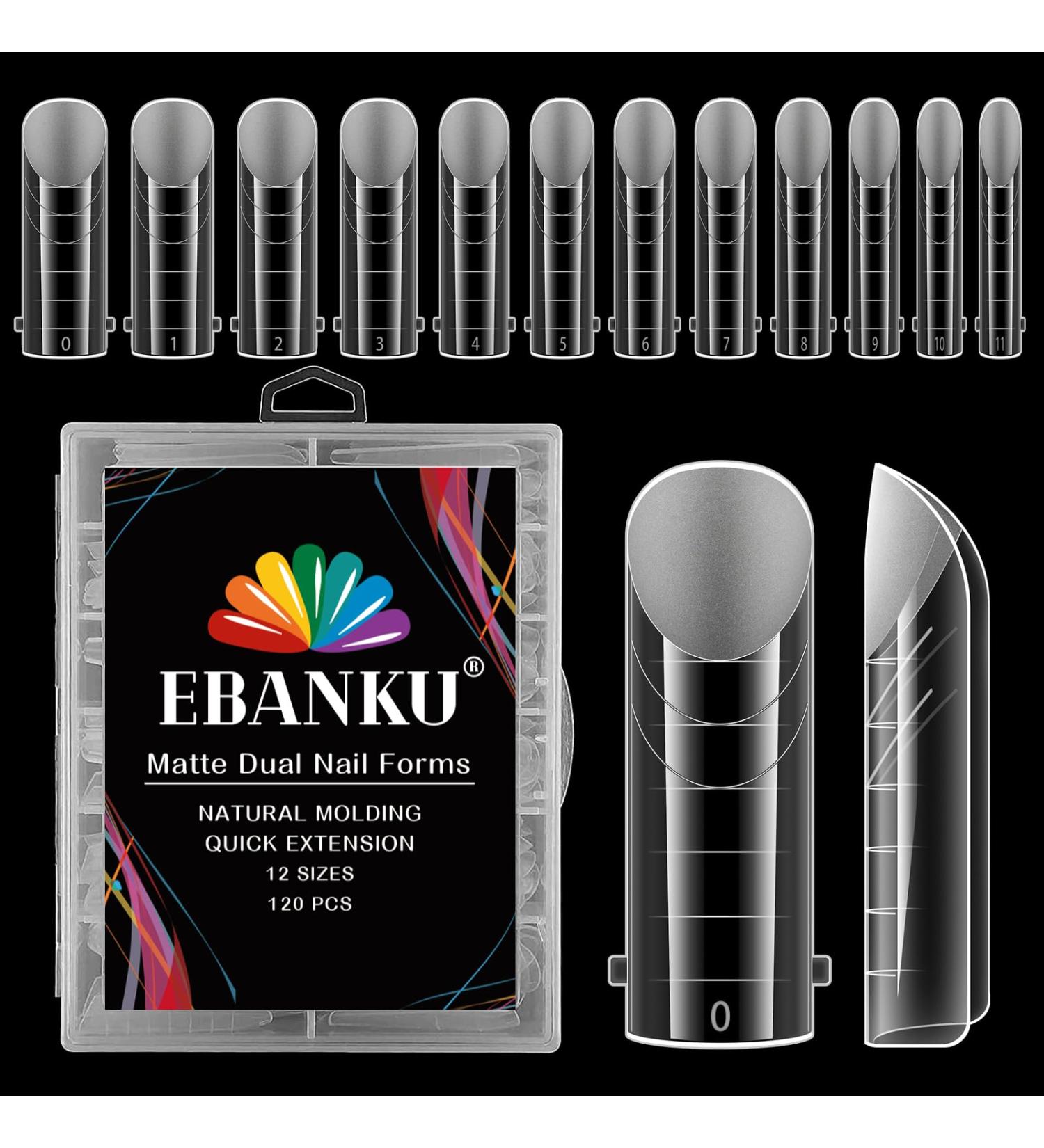 EBANKU 120PCS Clear Matte Dual Nail Forms for Acrylic Nail Extensions - Manicure Tools - Buy Online on SooperMarket.com
