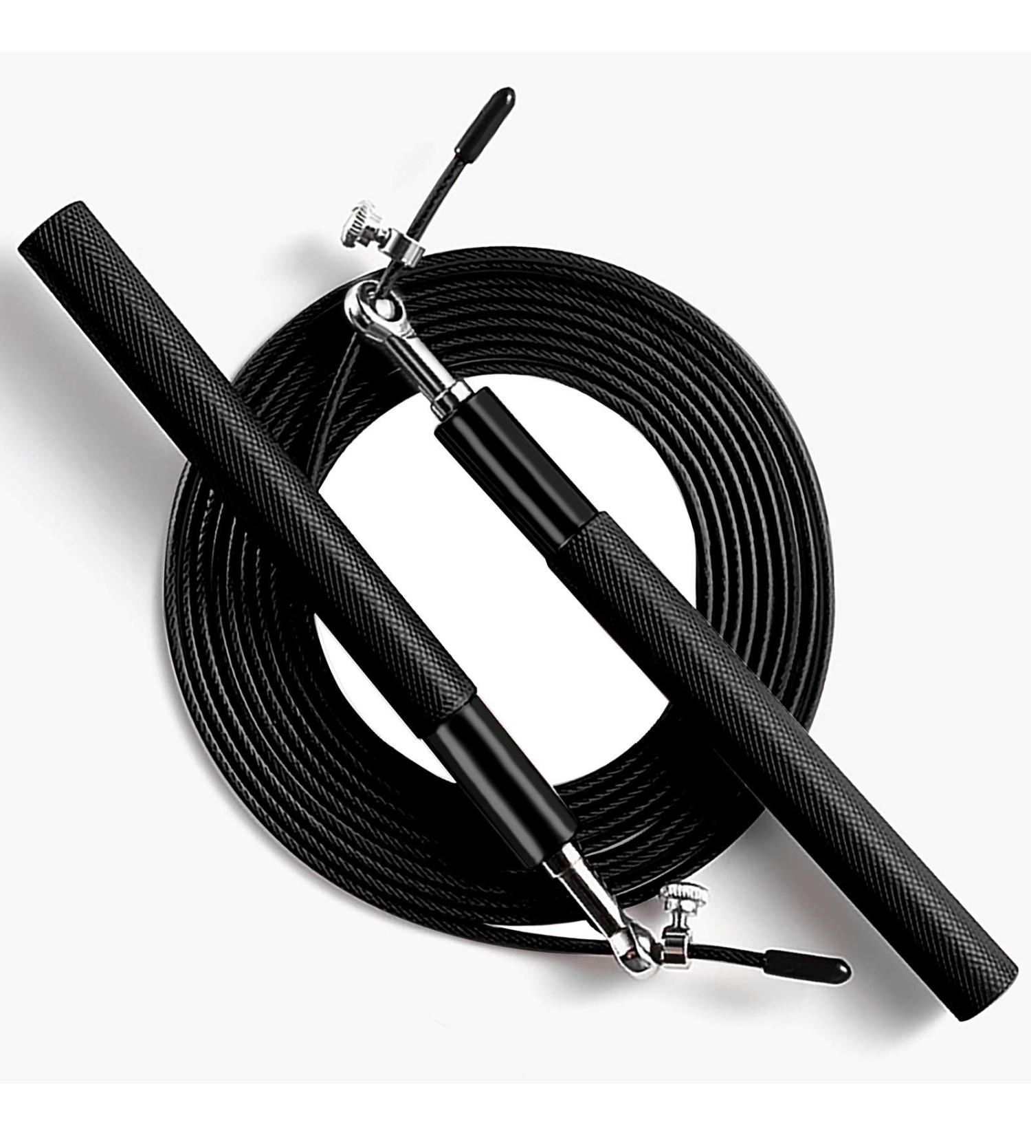 Adjustable Speed Jump Rope with Aluminum Handles - Ideal for Fitness Training and Boxing - Suitable for Kids and Adults - Black - Buy Online on SooperMarket.com