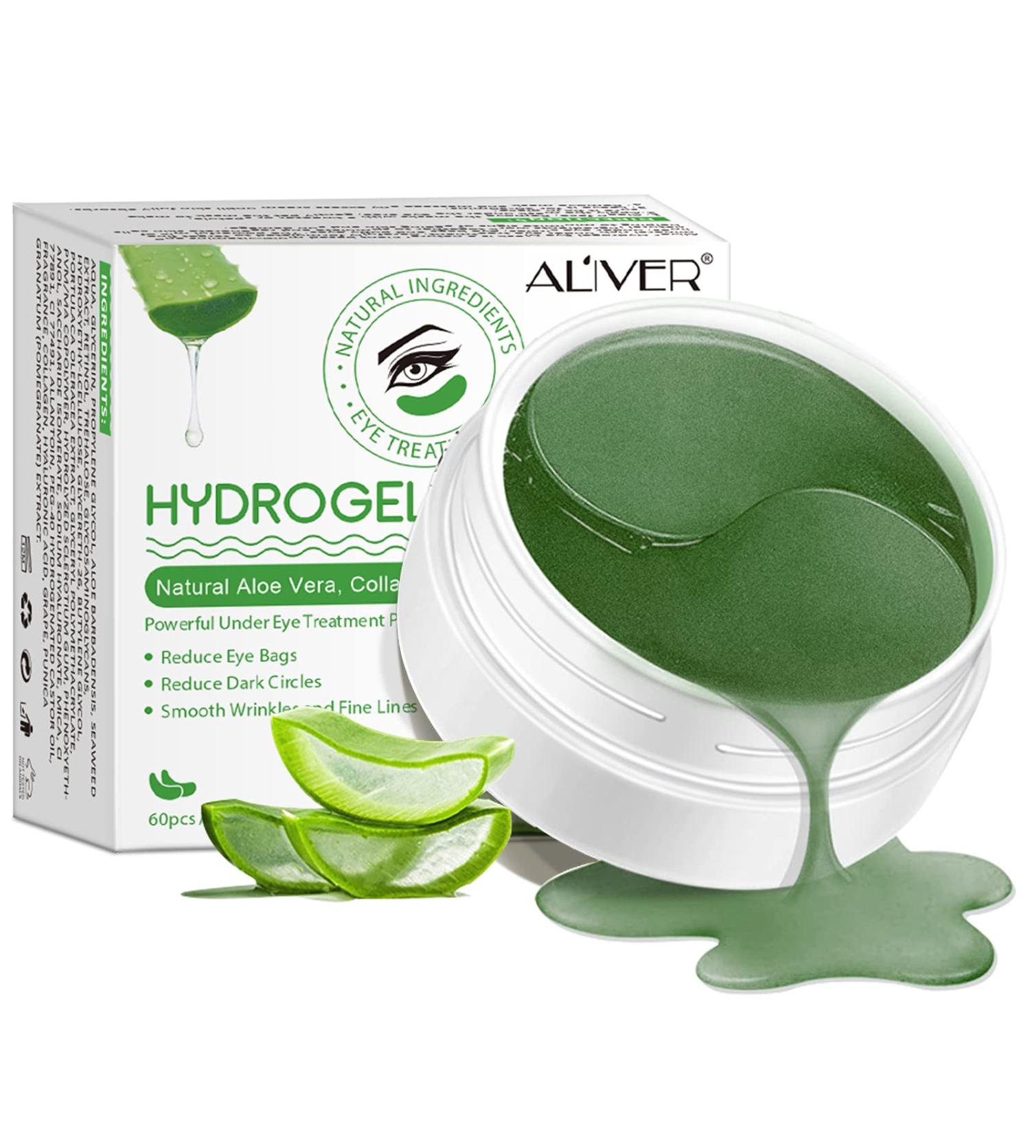 Aloe Vera Eye Patches 30 Pairs Hydrogel Eye Masks for Dark Circles Anti Wrinkle Treatment Under Eye Gel Pads Eye Mask for Puffy Eyes Skincare Hydrating Green - Buy Online on SooperMarket.com