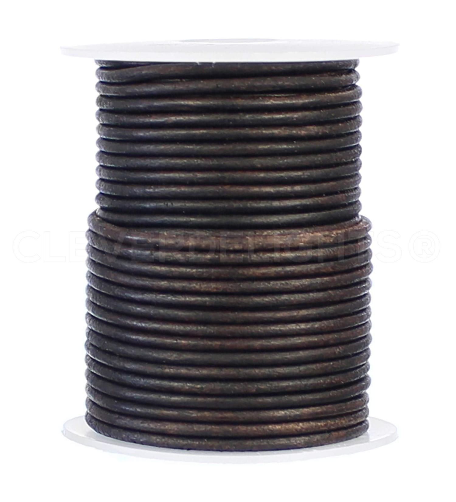 Genuine Leather Cord - 1/16 Round - 25 Feet - Dark Brown | CleverDelights - Buy Online on SooperMarket.com