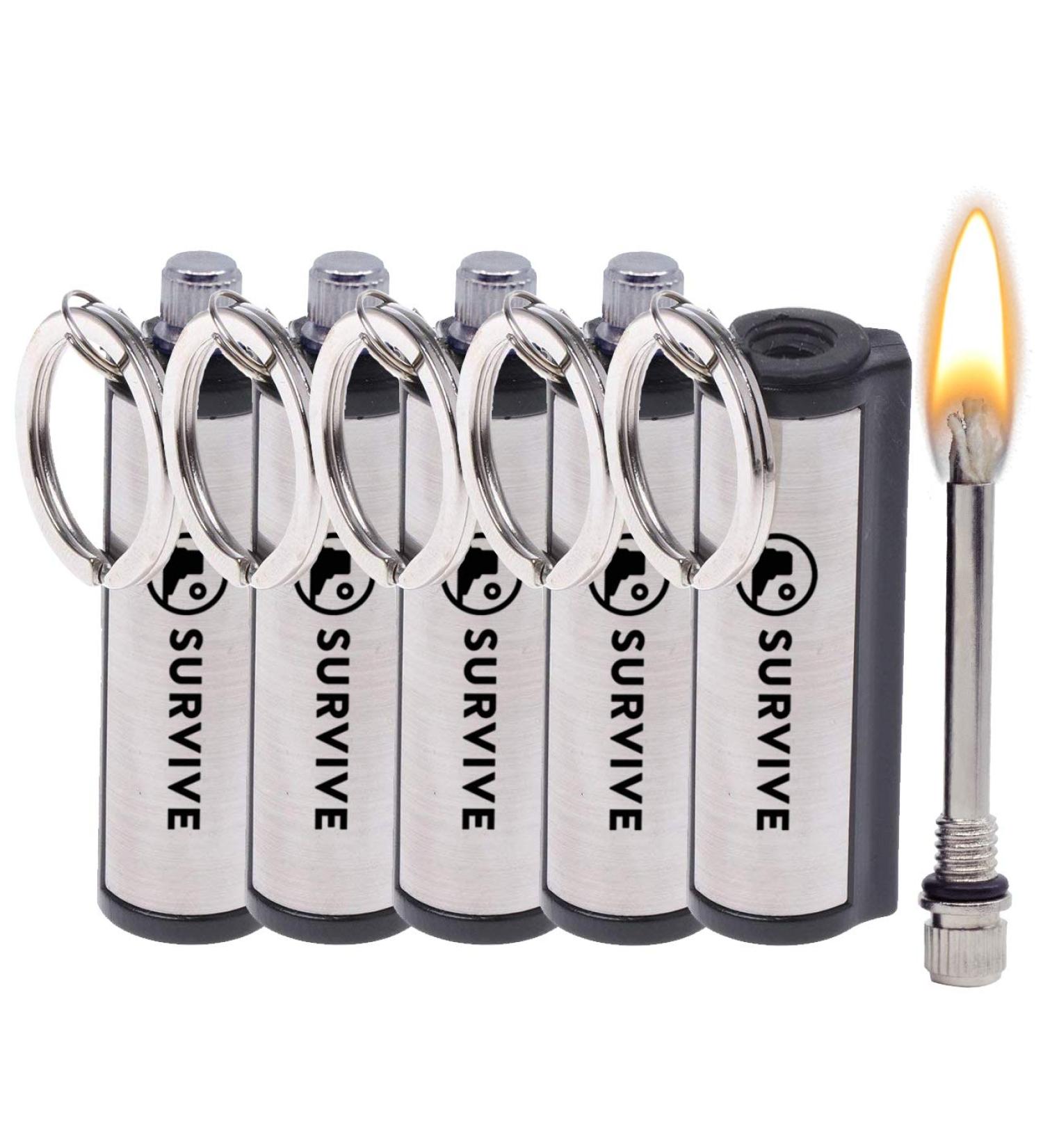 Survive Permanent Match 5-Pack: Forever Lighter Emergency Fire Starter Set with Metal Keychain - Buy Online on SooperMarket.com
