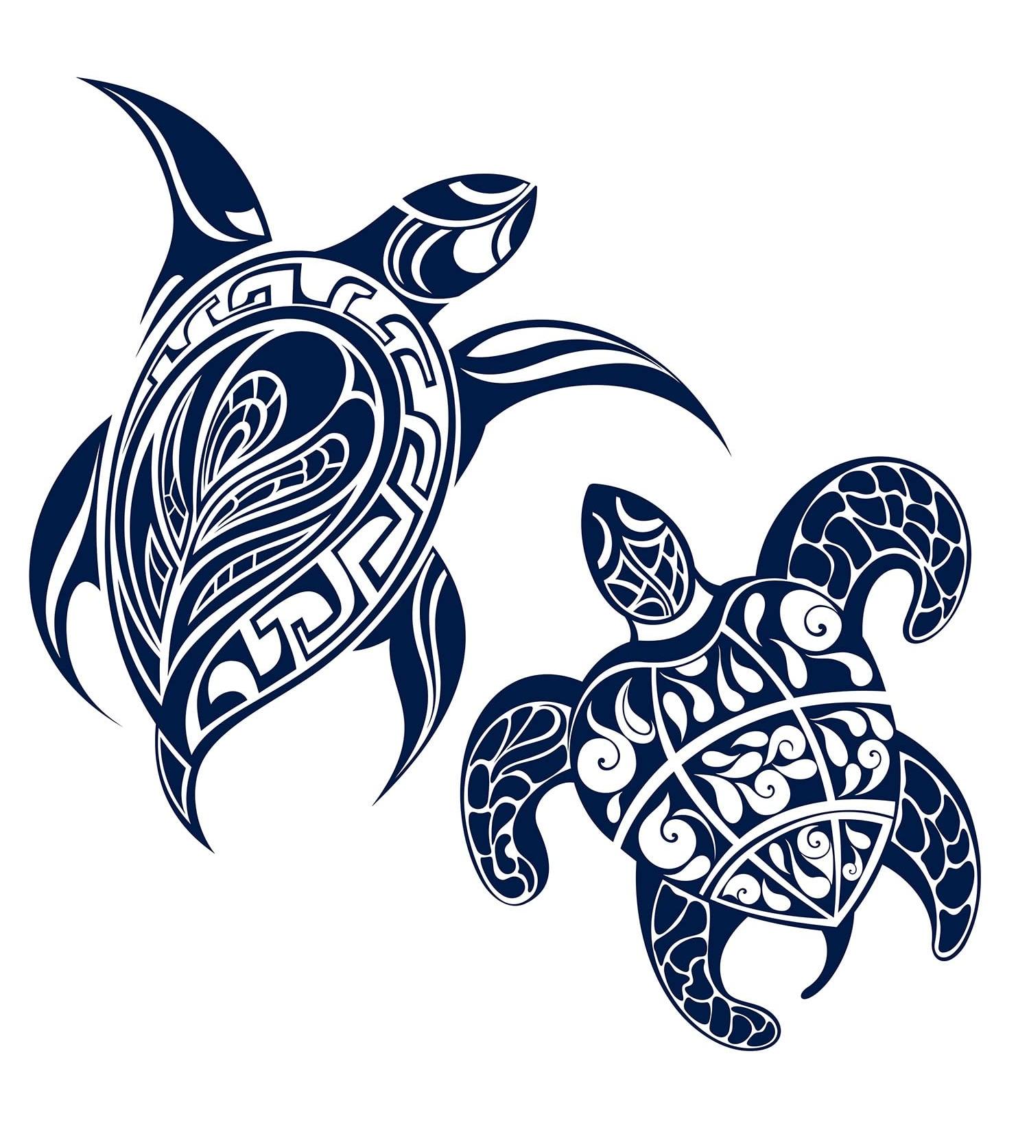 Ocean-Inspired Temporary Tattoo - Long Lasting Navy Blue Turtles Design for Adults - 4 Sheets - Buy Online on SooperMarket.com