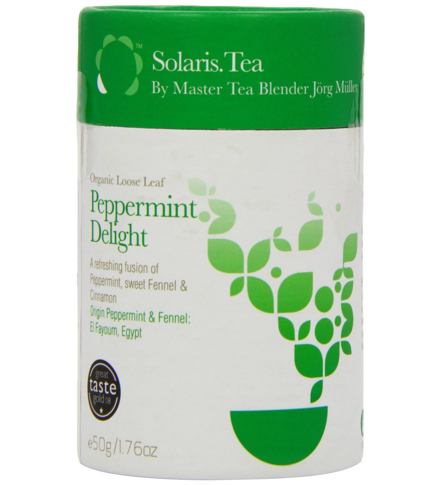 Solaris Tea Organic Loose Whole Leaf Peppermint Delight 50g - Refreshing Mint Tea (Pack of 1) - Buy Online on SooperMarket.com