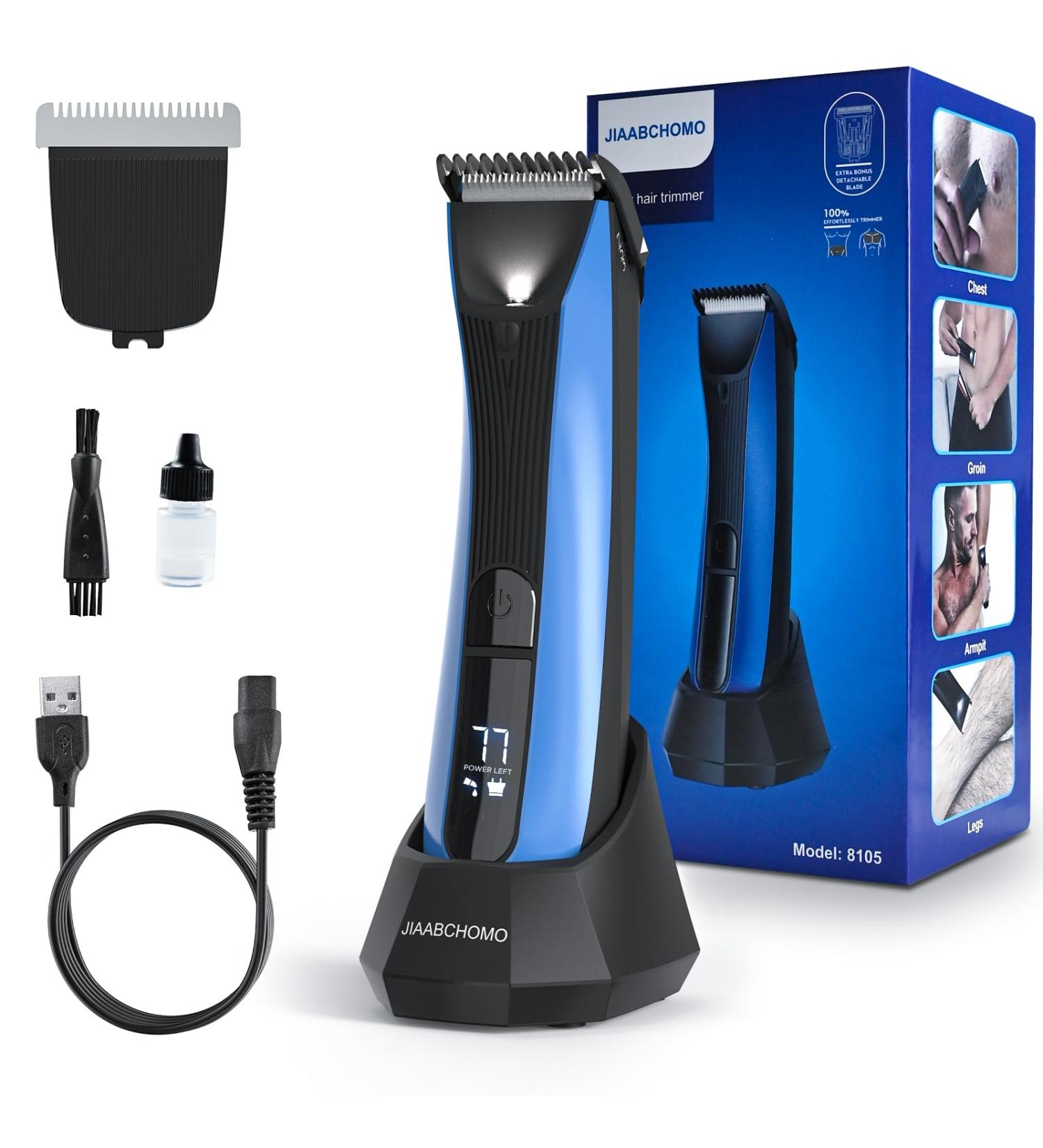 Men's Body Hair Trimmer - IPX7 Waterproof, Wet/Dry Groomer with LED Light & Digital Display - Buy Online on SooperMarket.com