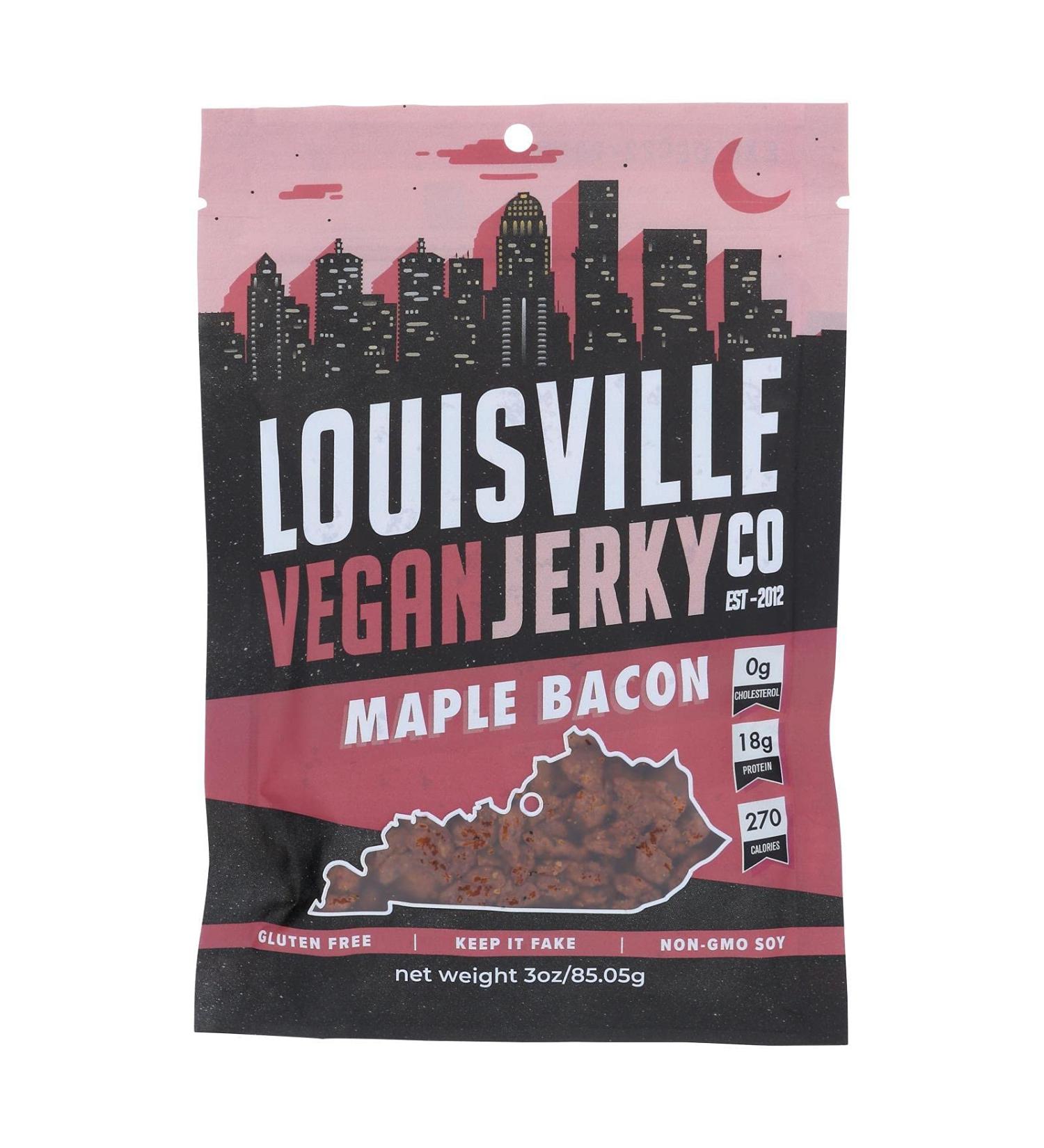 Louisville Vegan Jerky Co Maple Bacon - 3 oz | Plant-Based Snack - Buy Online on SooperMarket.com