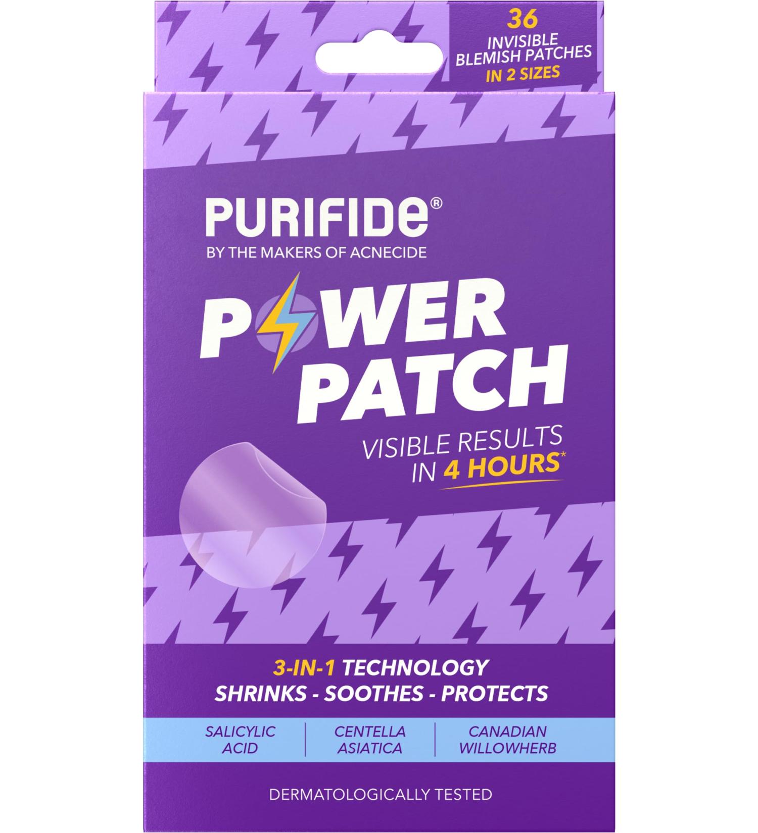 Purifide by Acnecide 3-in-1 Power Patch - 36 Spot Patches for Emerging Spots | Salicylic Acid Pimple Patches for Blemish-Prone Skin - Buy Online on SooperMarket.com