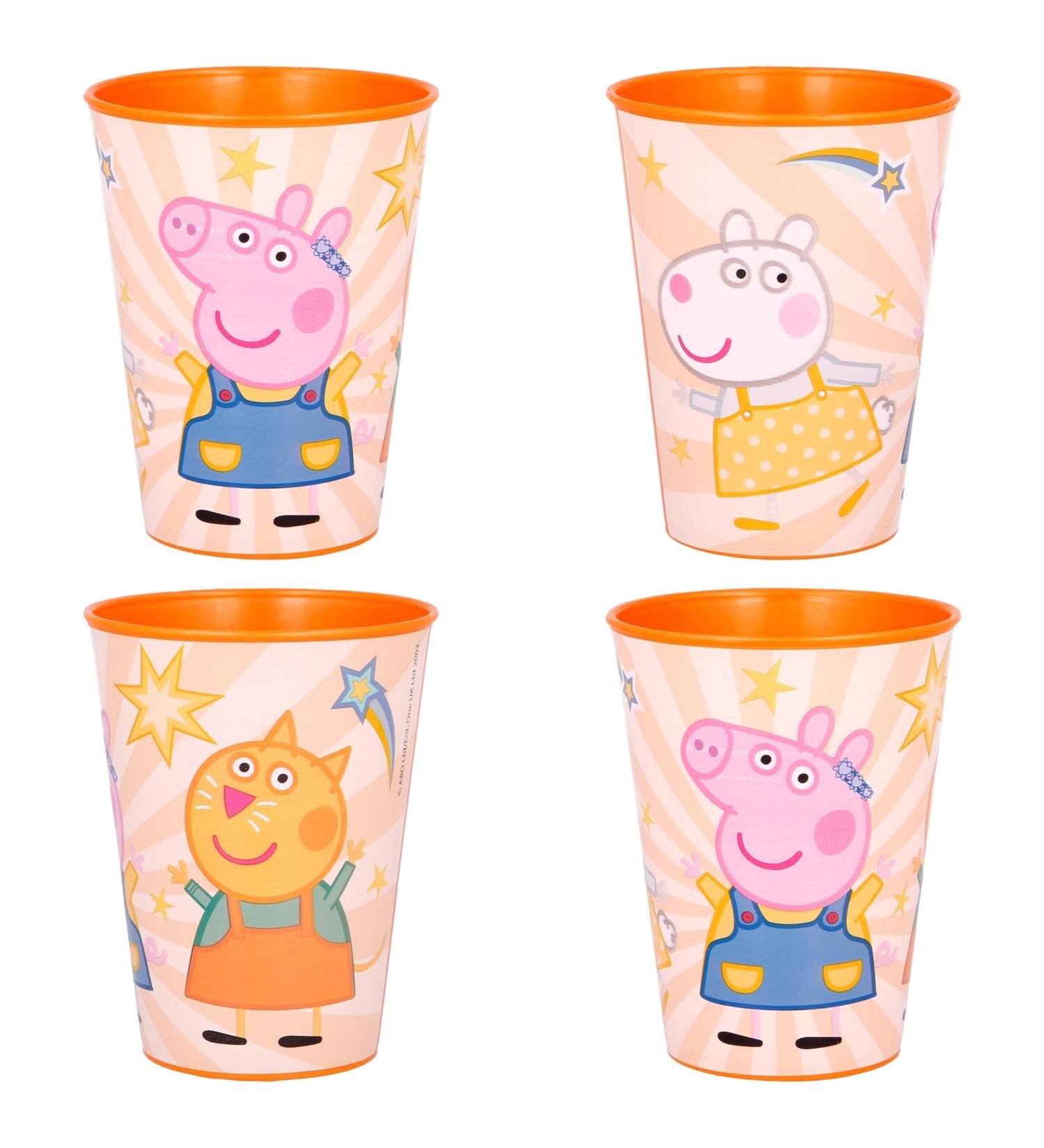 Palleon Peppa cups for children - set of 4 drinking cups made of BPA-free plastic - 260 ml capacity