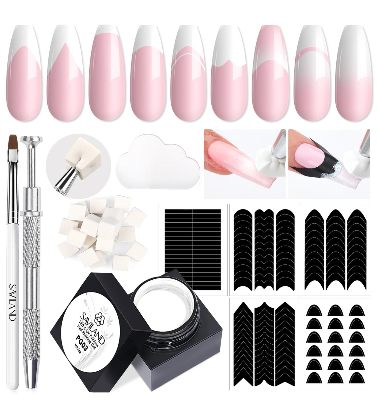 SAVILAND Soft Nail Sponges for Ombre - Easy Gradient Nail Art Sponges & French Tip Stickers for Beginners | International Shipping Available - Buy Online on SooperMarket.com