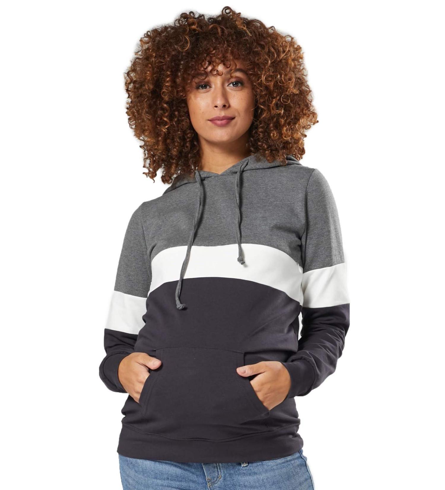 Happy Mama Women's Nursing Hoodie Breastfeeding Maternity - 503p 8 Graphite Melange/White/Grey - Buy Online on SooperMarket.com