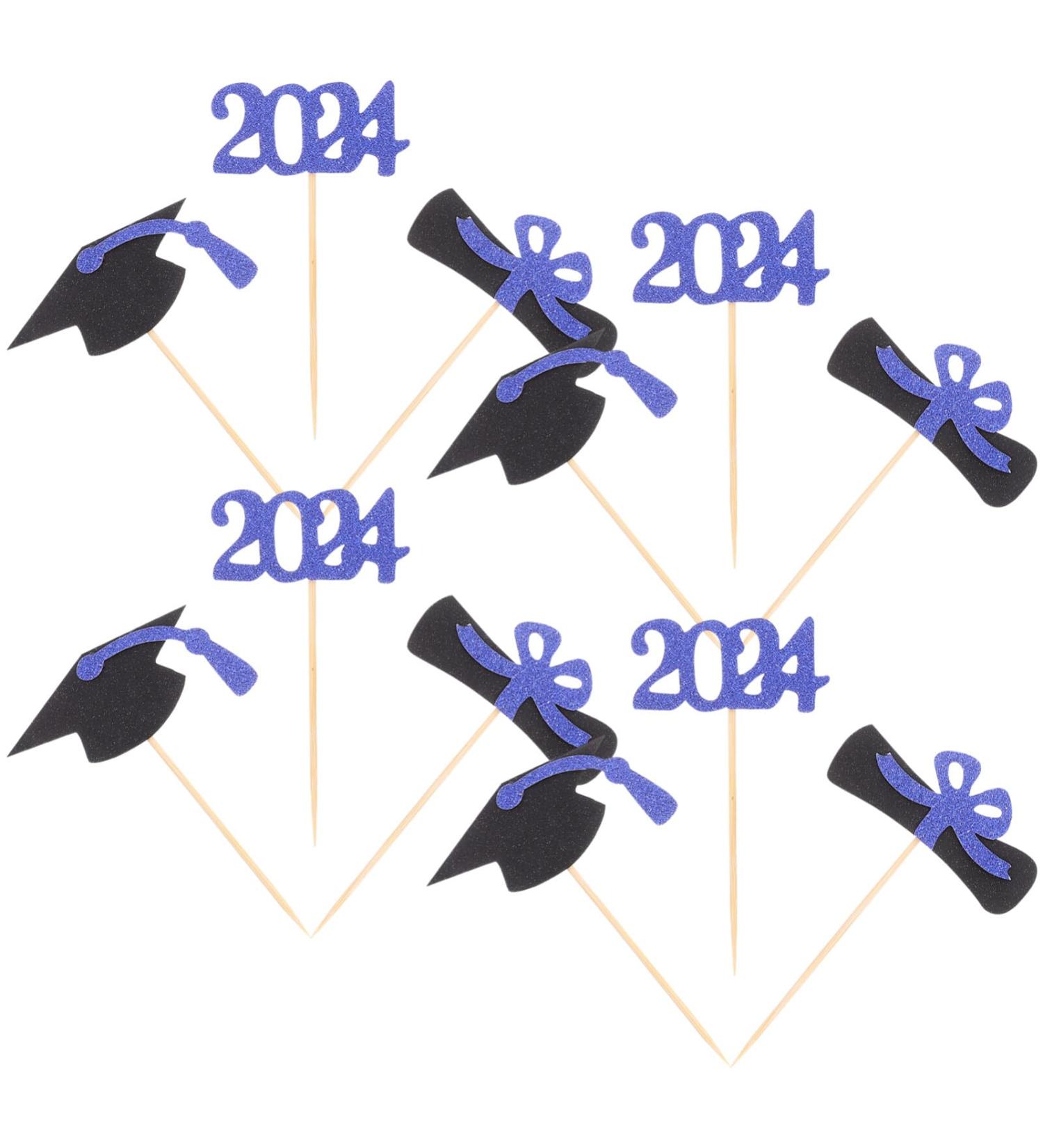 HOLIDYOYO 12pcs 2024 Graduation Season Cake Insert Top Hat Cupcake Toppers Graduation Toppers 2024 Grad Party Supplies Graduation Cupcake Topper Dessert Paper Decorations - Buy Online on SooperMarket.com