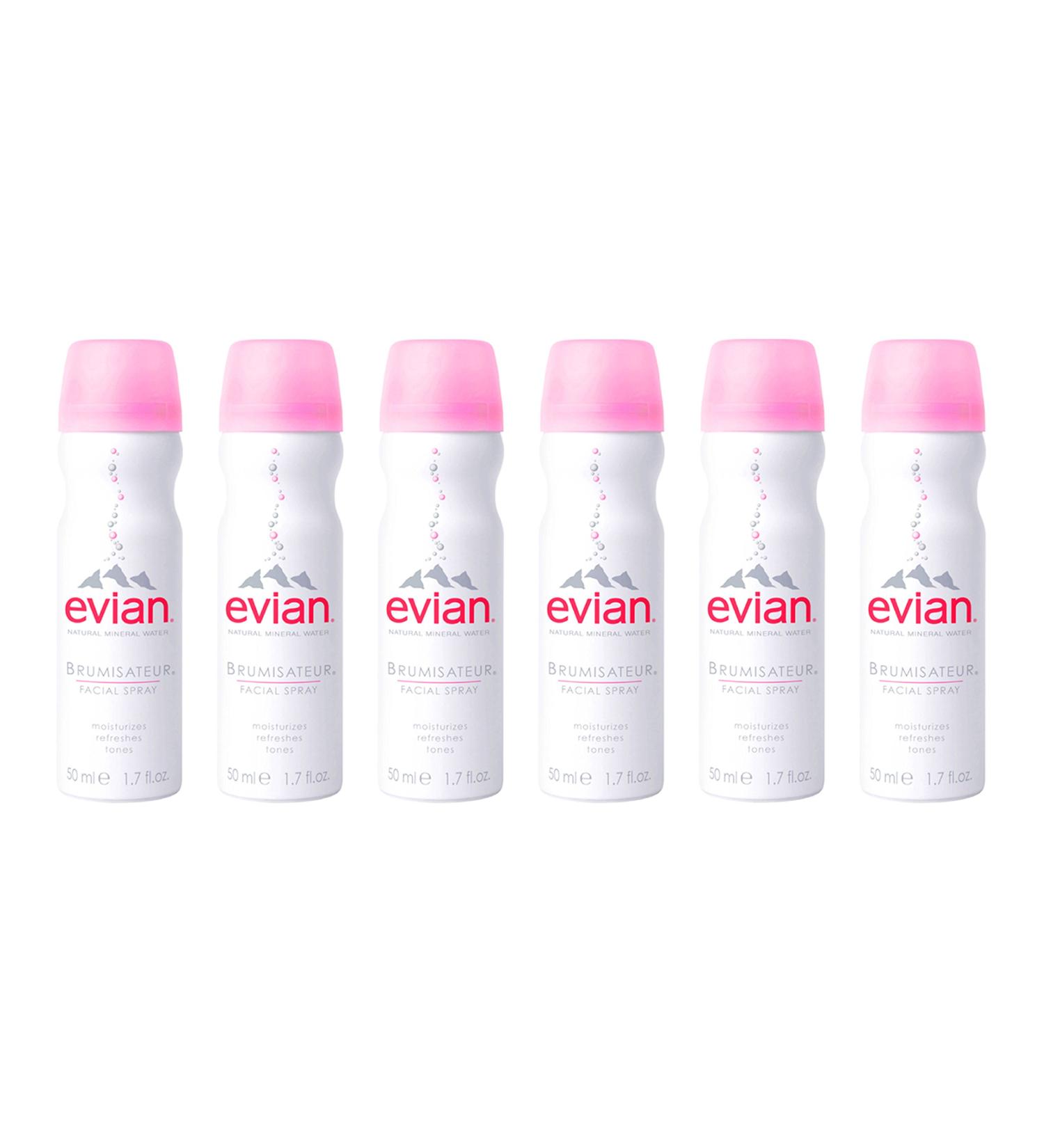 Evian Facial Spray 1.7 oz. Travel 6-Pack - Hydrating Mist for Skin - Refreshing and Rejuvenating Formula - Buy Online on SooperMarket.com