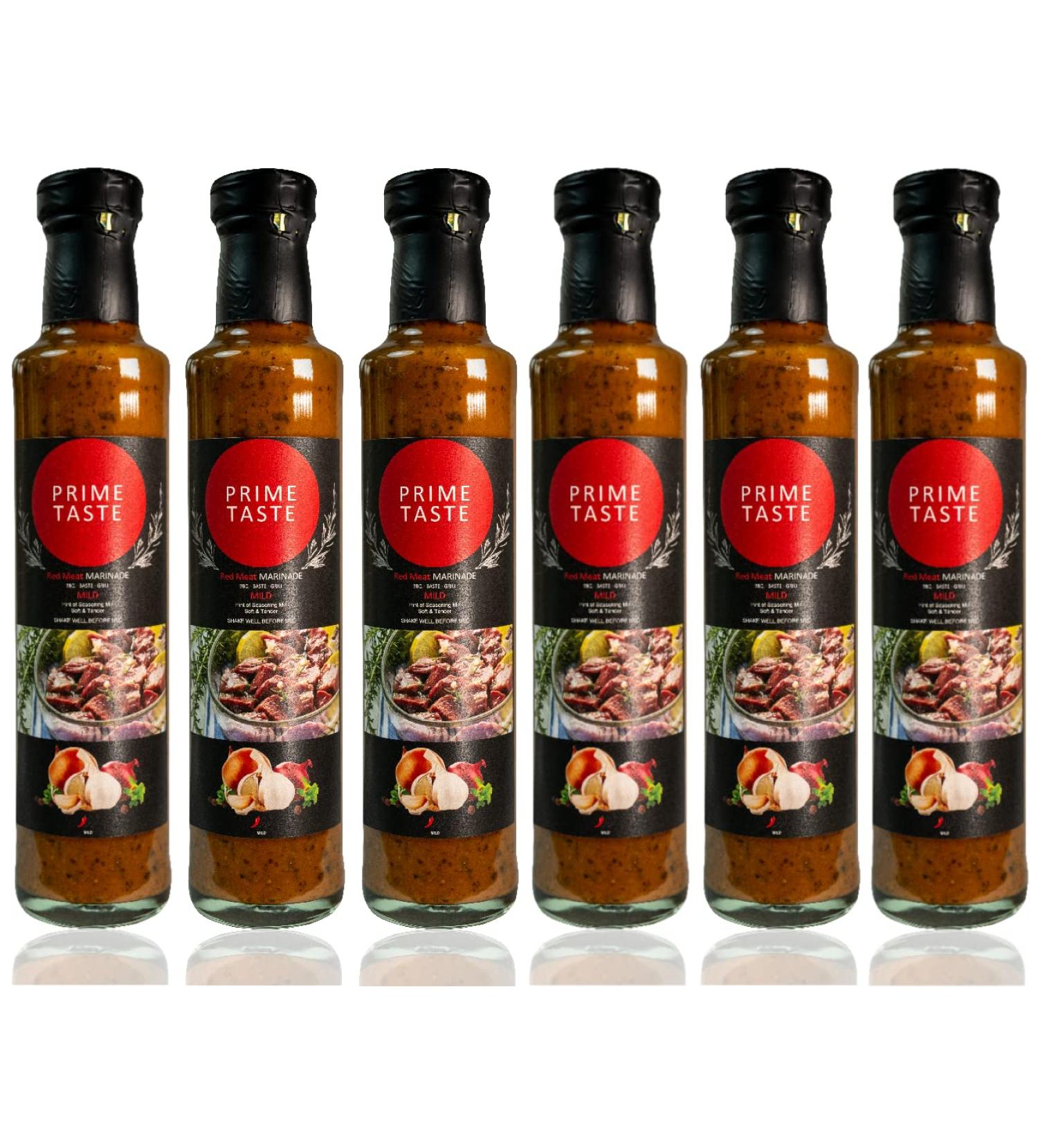 Defence 6 x Prime Taste - Rich BBQ Red Meat Marinade Sauce - Lamb/Beef Meat or Vegetables - Vegetarian Sauce - Fresh Ingredients - Pack of 6 x 250g - Buy Online on SooperMarket.com