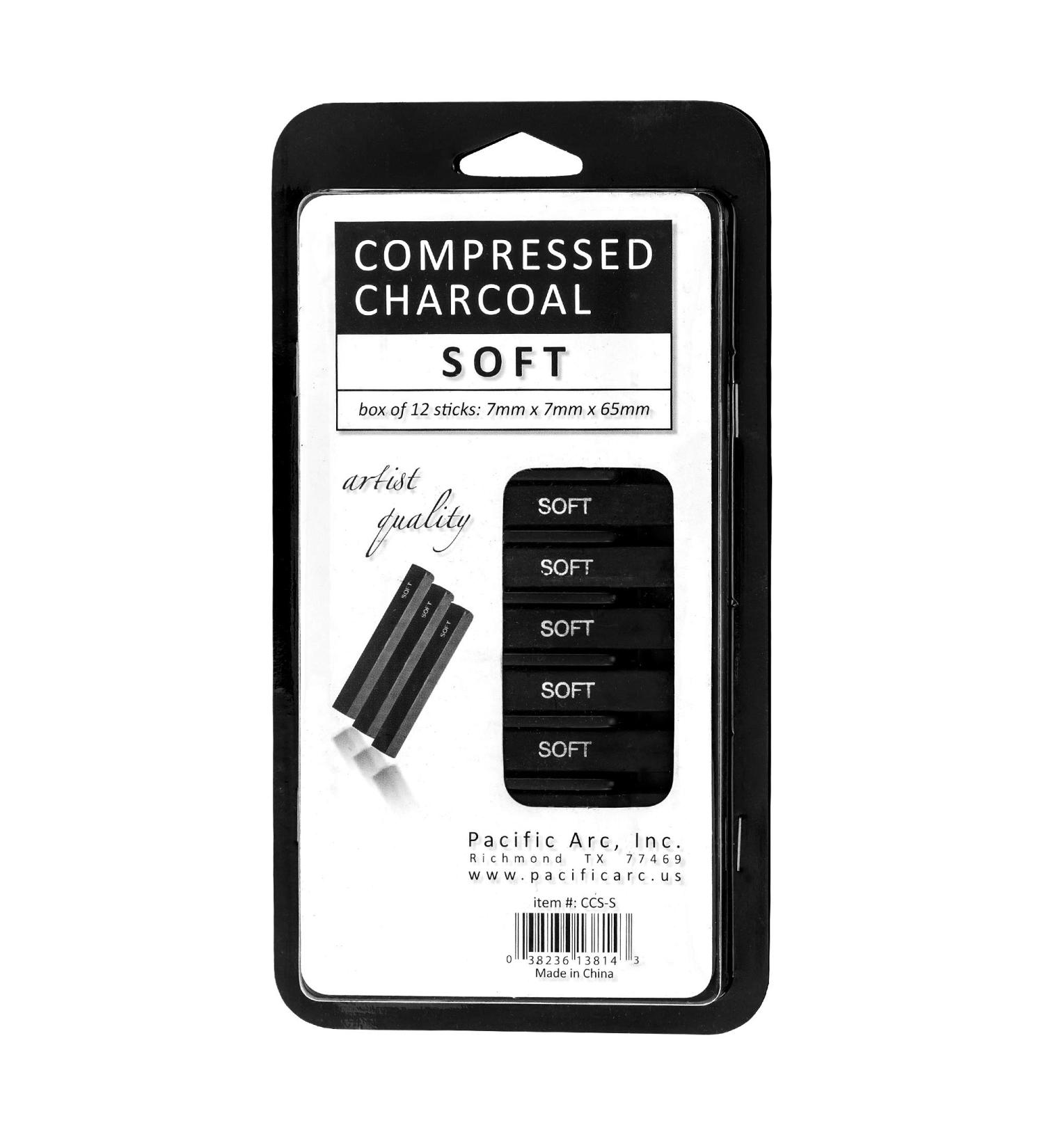 Pacific Arc Compressed Charcoal Sticks Soft 12 Pack - Ideal for Drawing, Sketching, and Shading - Buy Online on SooperMarket.com