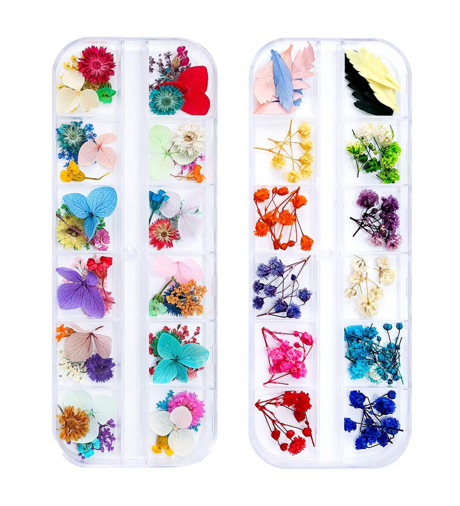 Dried Flowers for Resin Nail Art - 108 Pcs in 62 Colors - 3D Dry Flowers for Nails - Real Natural Flower Nail Art Decoration Supplies - Buy Online on SooperMarket.com