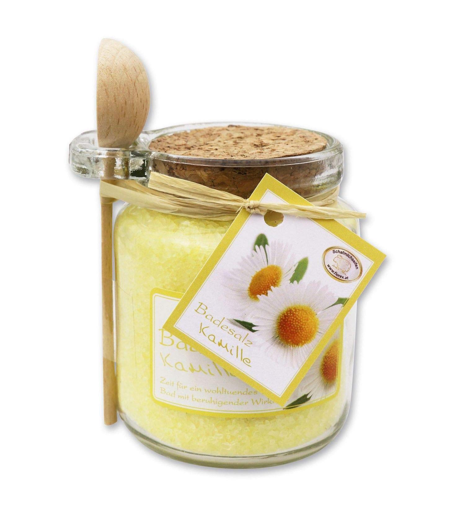 Florex bath salt bath additive chamomile in decorative glass with wooden spoon 300 g
