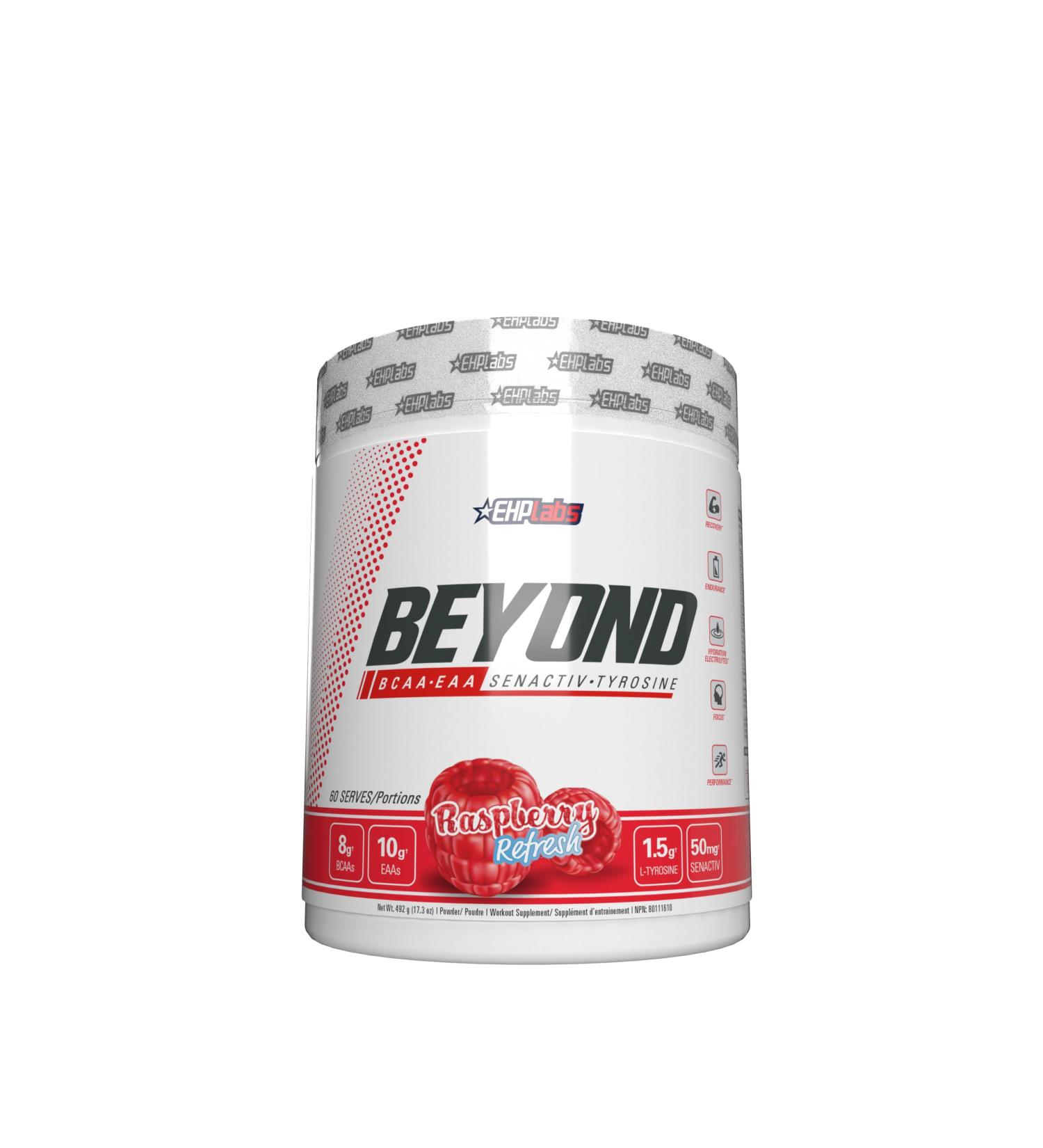 EHP Labs Beyond BCAA Powder Amino Acids Supplement for Muscle Recovery - 8g of Sugar Free BCAAs Amino Acids Post Workout Recovery Powder 10g of EAA Amino Acids Powder - 60 Servings (Raspberry Refresh) - Buy Online on SooperMarket.com