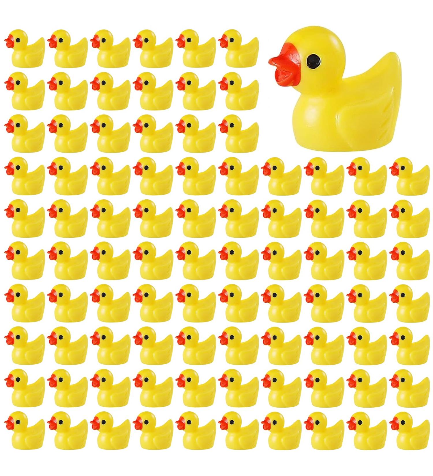 100Pcs Mini Resin Ducks Realistic Micro Landscape Ornament | Cute Baby Bath Toy | Aquarium & Dollhouse Decor - Yellow - Buy Online on SooperMarket.com