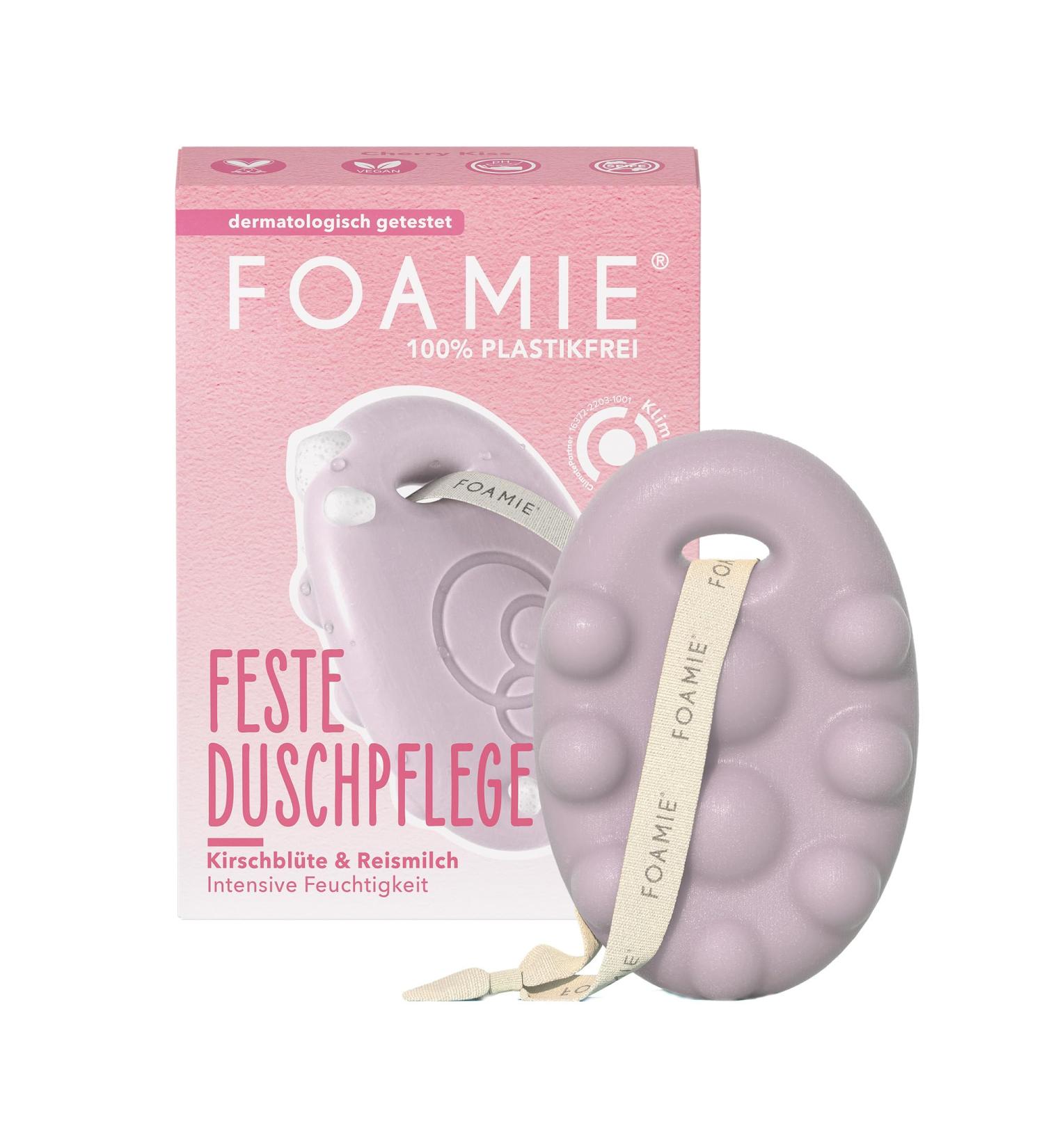 Foamie Solid Shower Gel - Cherry Blossom & Rice Milk | Vegan Plastic-Free 80g | Rich Care for Dry Skin - Buy Online on SooperMarket.com