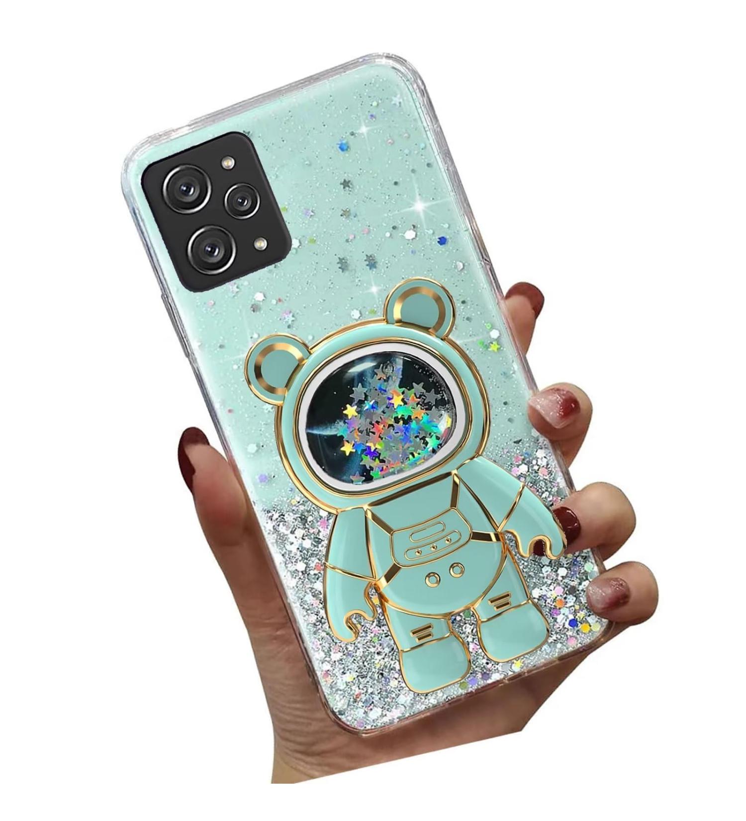 Tivenfezk Nadoli for Xiaomi Redmi 12 - Astronaut Glitter Stand Case | Soft Silicone Bling Phone Cover - Transparent Protective Shell in Green - Buy Online on SooperMarket.com