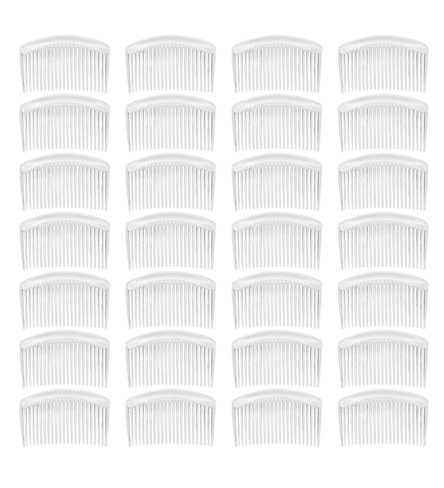 28 Pack Clear White Small Plastic Hair Side Comb With Long Teeth Hairpins Grips Barrettes Clamps Bows for Women Bridal Wedding Veil Decorative Headpiece Freach Twist Updo Bun Accessories - Buy Online on SooperMarket.com