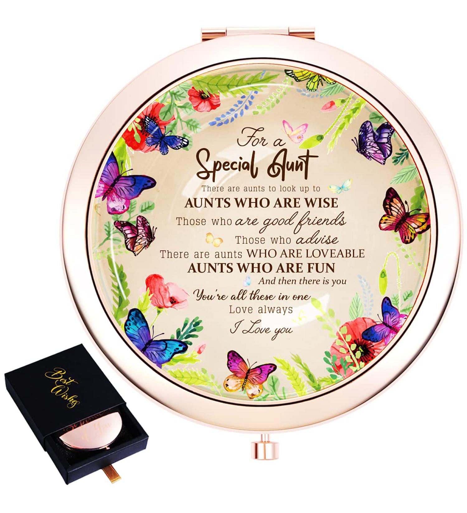 Wailozco Aunt Mirror: Personalized Rose Gold Compact Mirror for Aunt | Unique Gift from Niece for Aunt's Birthday - Buy Online on SooperMarket.com