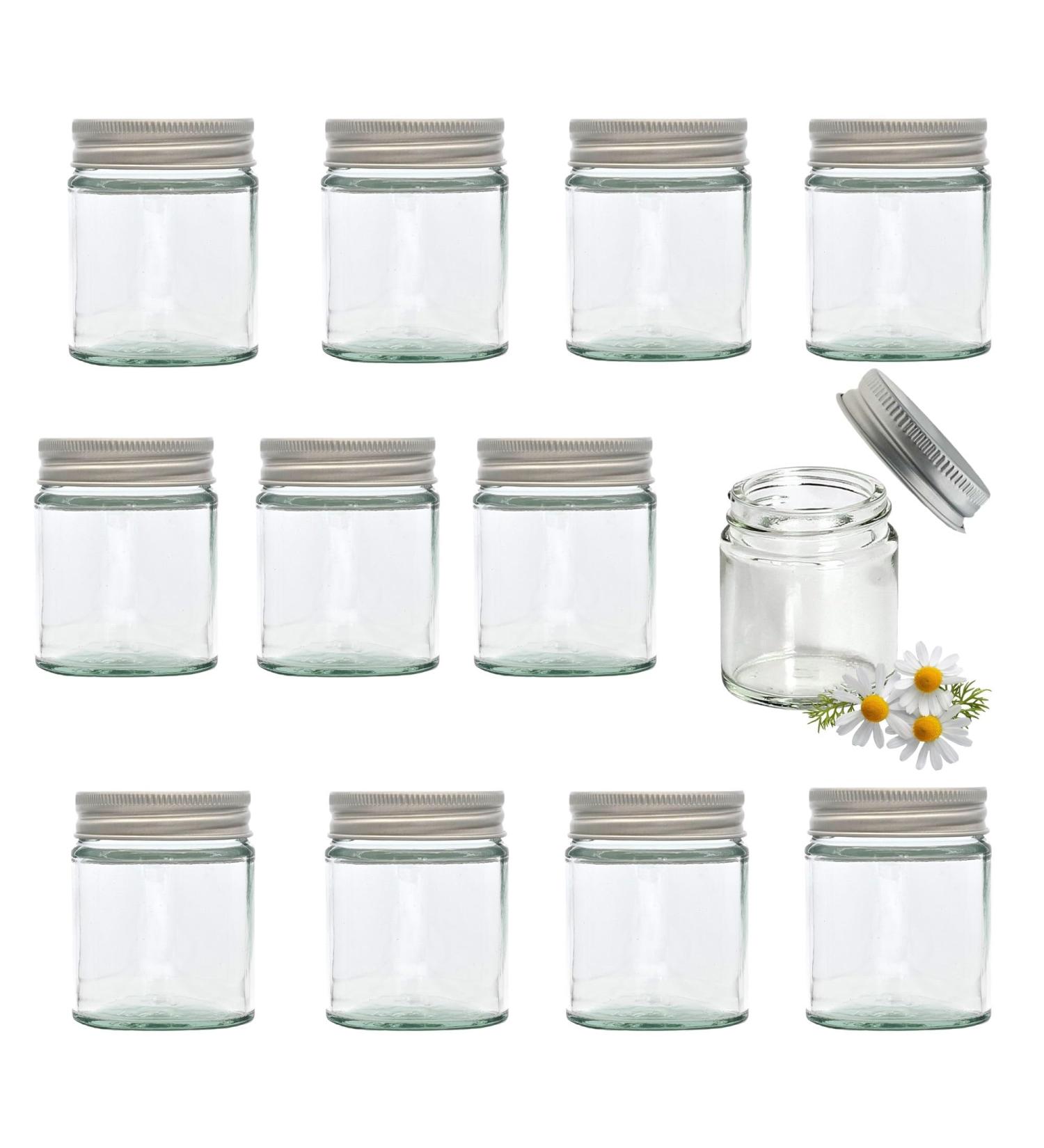 Elegant and Durable 30ml Clear Glass Jars with Airtight Silver Lids - Perfect for Candlemaking Storage DIY Beauty and Gifting - Heat-Resistant Refillable & Stylishly Compact (12) - Buy Online on SooperMarket.com